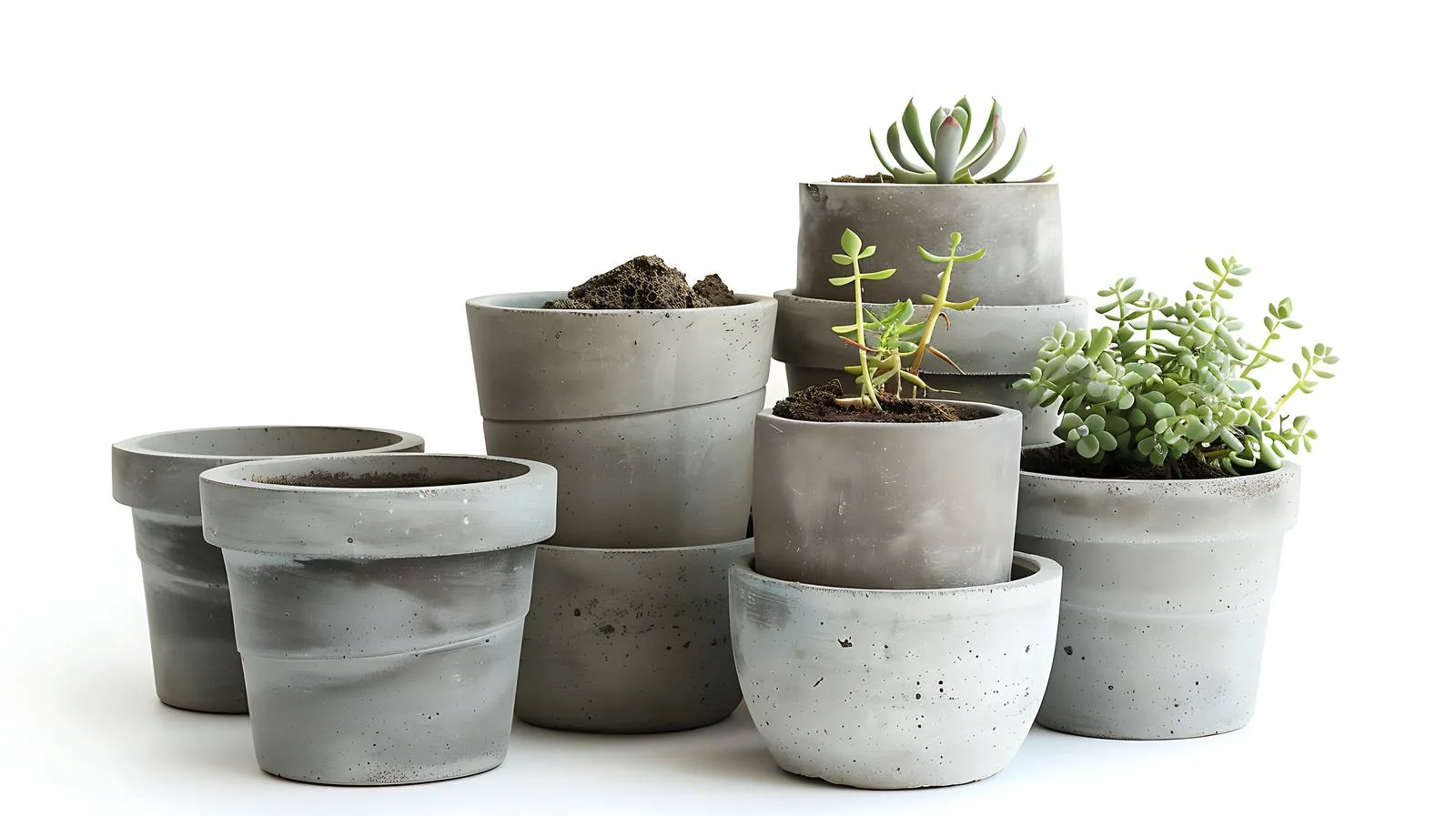 Stacked Concrete Plant Pots — free download from Dotvec