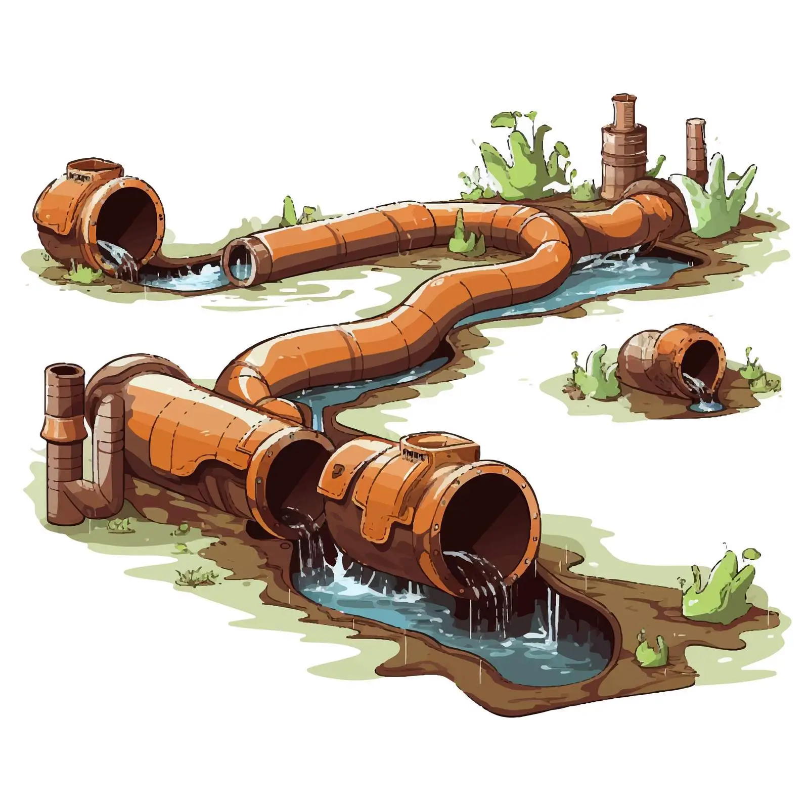 Sewer Pipe System Household Illustration Vector — free download from Dotvec