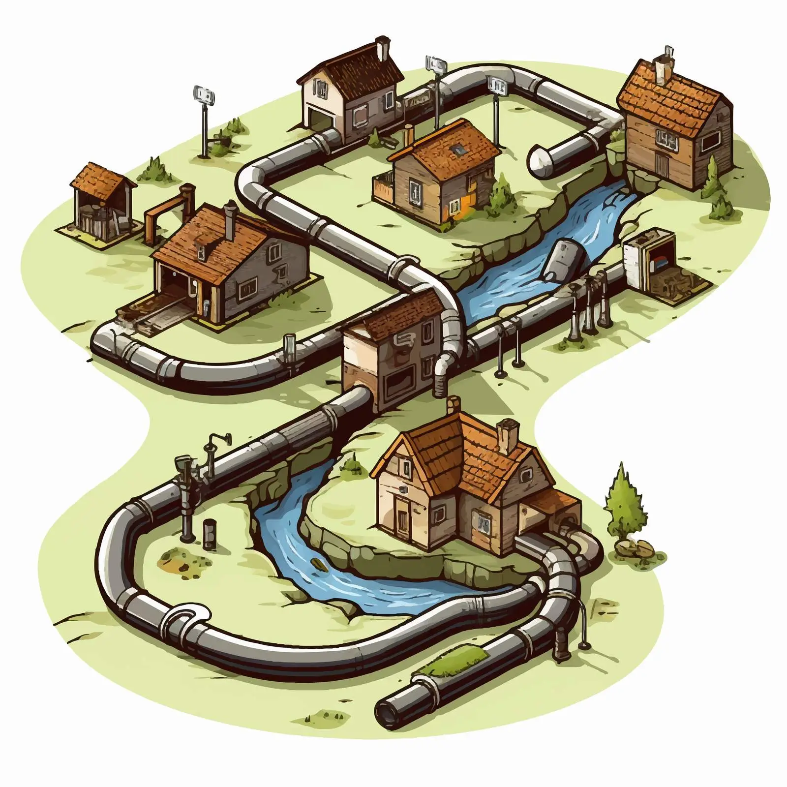 Sewer Pipe System Household Illustration Vector — free download from Dotvec