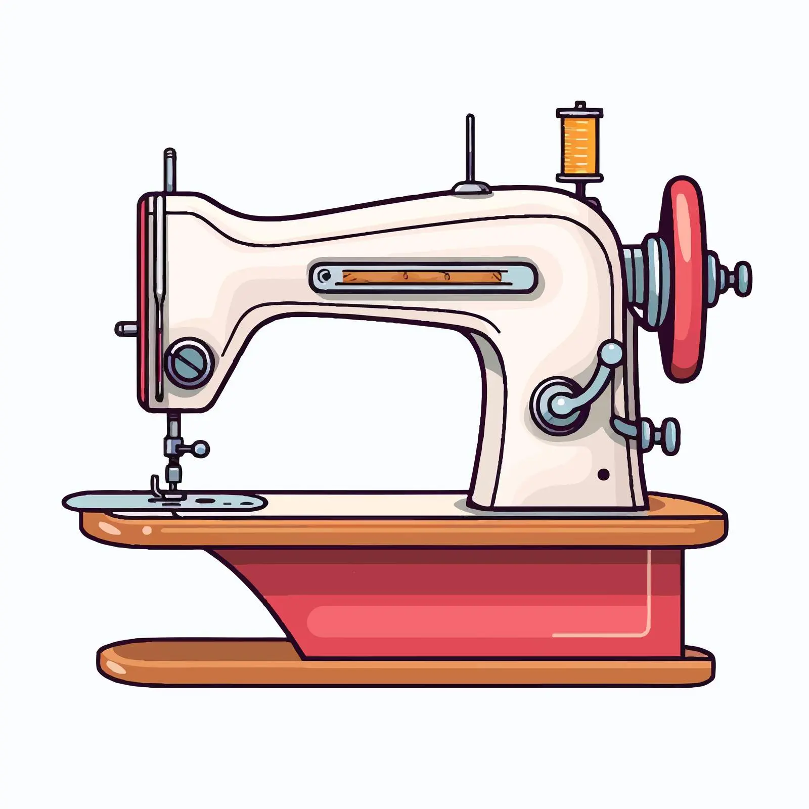 Sewing Machine Line Vector Illustration on White Background – free illustration clipart image from Dotvec