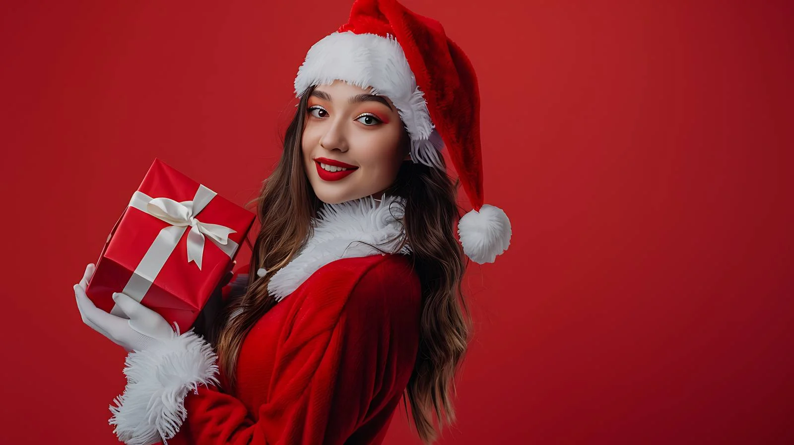 Elegant Santa Woman in Festive Costume — free download from Dotvec