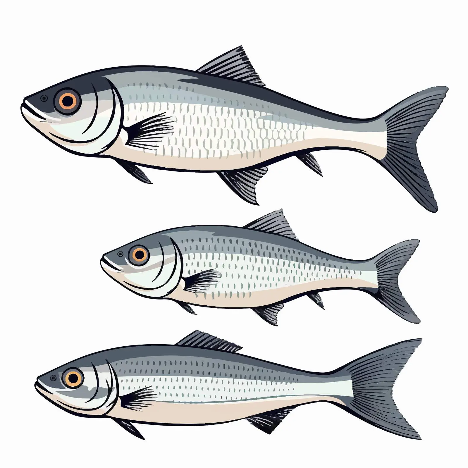 Shad Fish Line Vector Illustration on White Background – free drawing of fish image from Dotvec