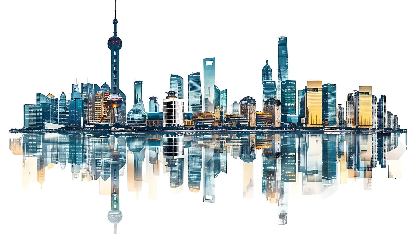 Shanghai Urban Architecture on White Background — free download from Dotvec