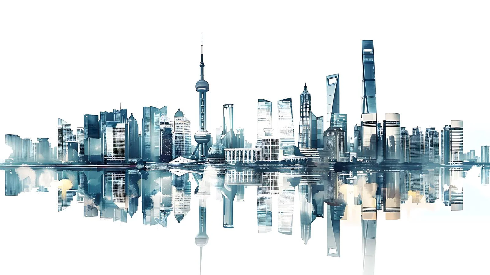 Shanghai Urban Architecture on White Background — free download from Dotvec