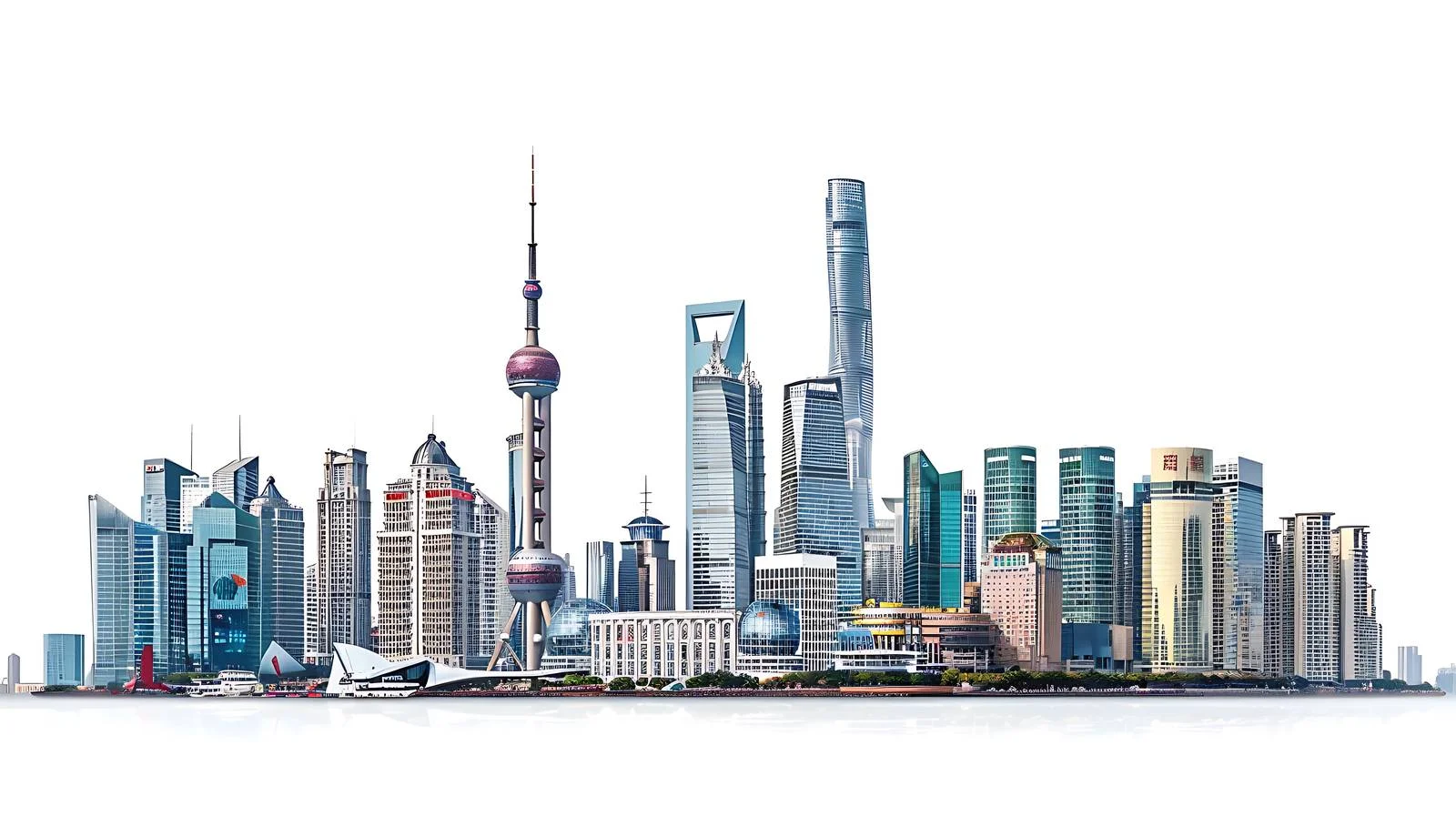 Shanghai Urban Architecture on White Background — free download from Dotvec