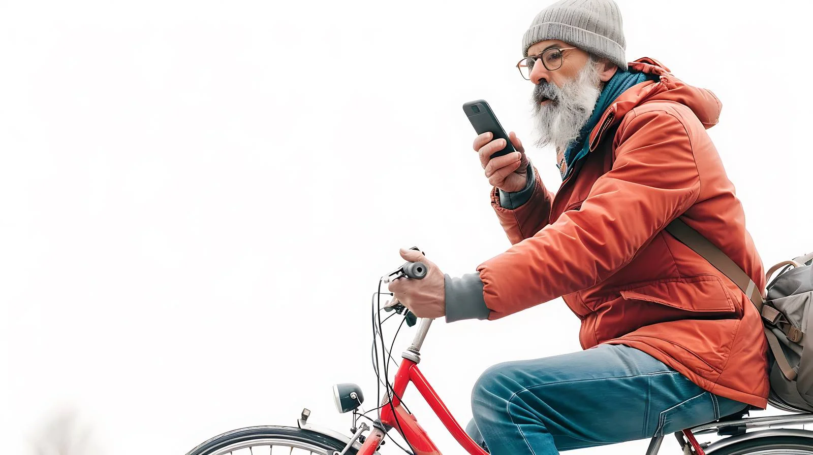 Middle-Aged Man on Shared Bike Making Phone Call — free download from Dotvec