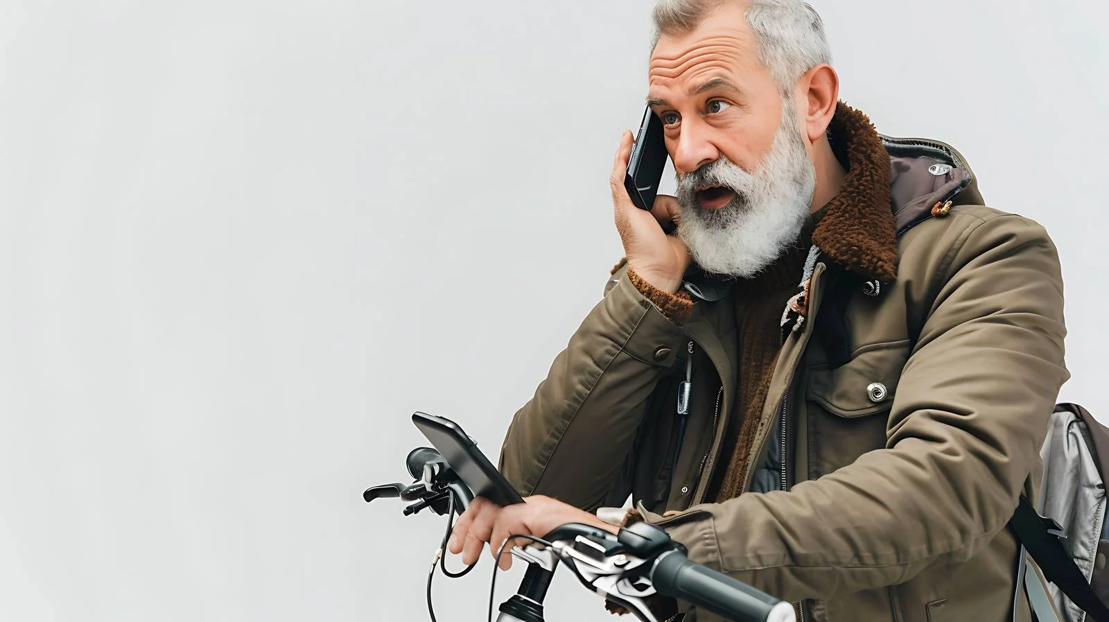 Middle-Aged Man Using Shared Bike, Calling — free download from Dotvec