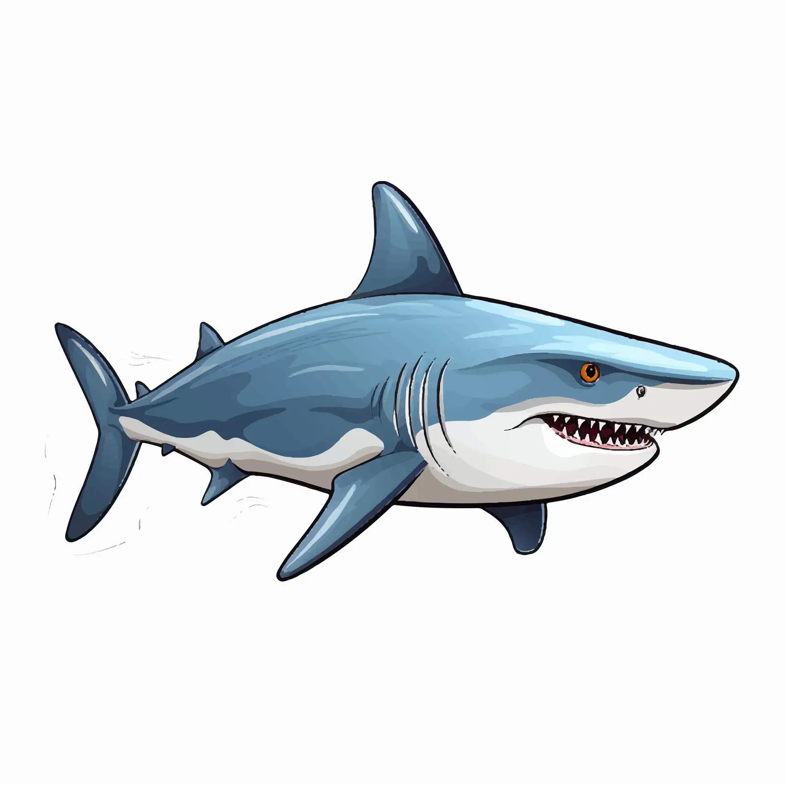 Whimsical Shark Cartoon Vector Illustration – free entertaining art image from Dotvec