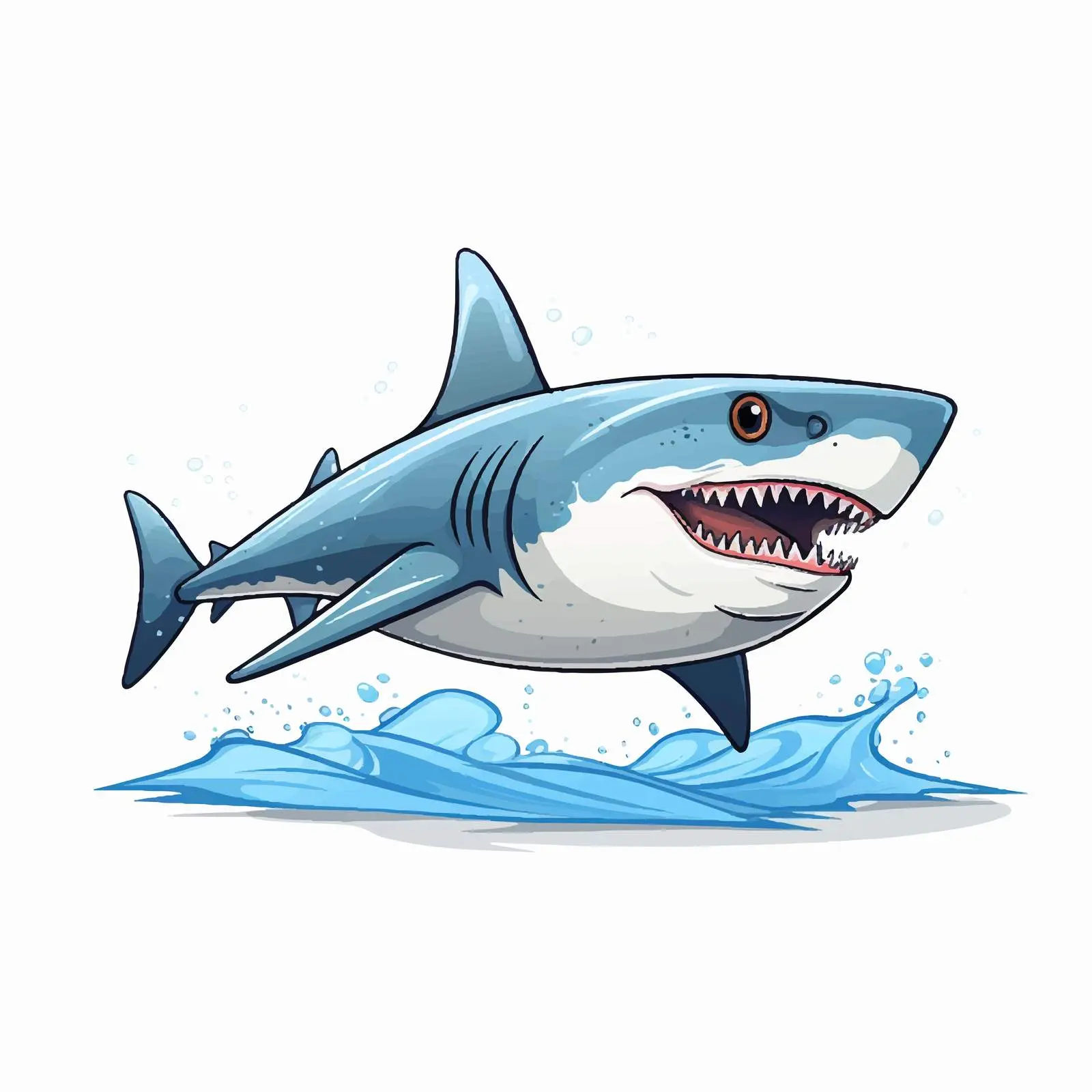 Cartoon Shark Line Vector Illustration — free download from Dotvec