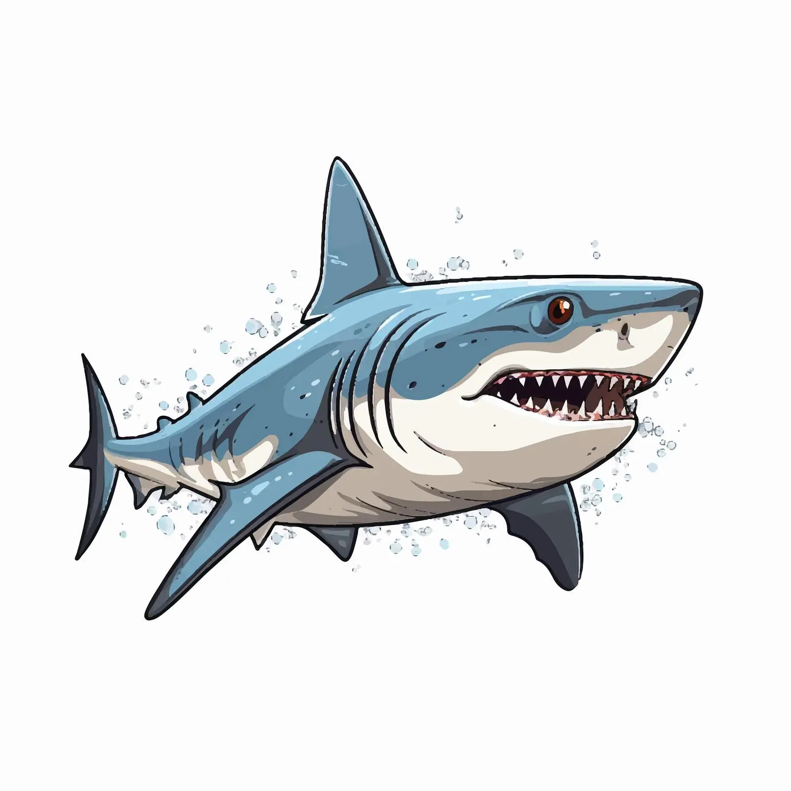Cartoon Shark Line Vector Illustration — free download from Dotvec