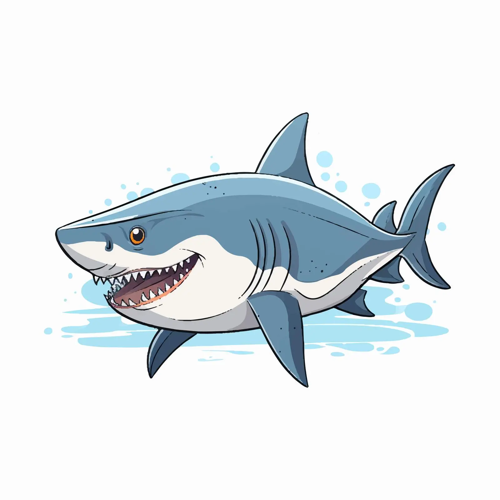 Cartoon Shark Line Vector Illustration — free download from Dotvec