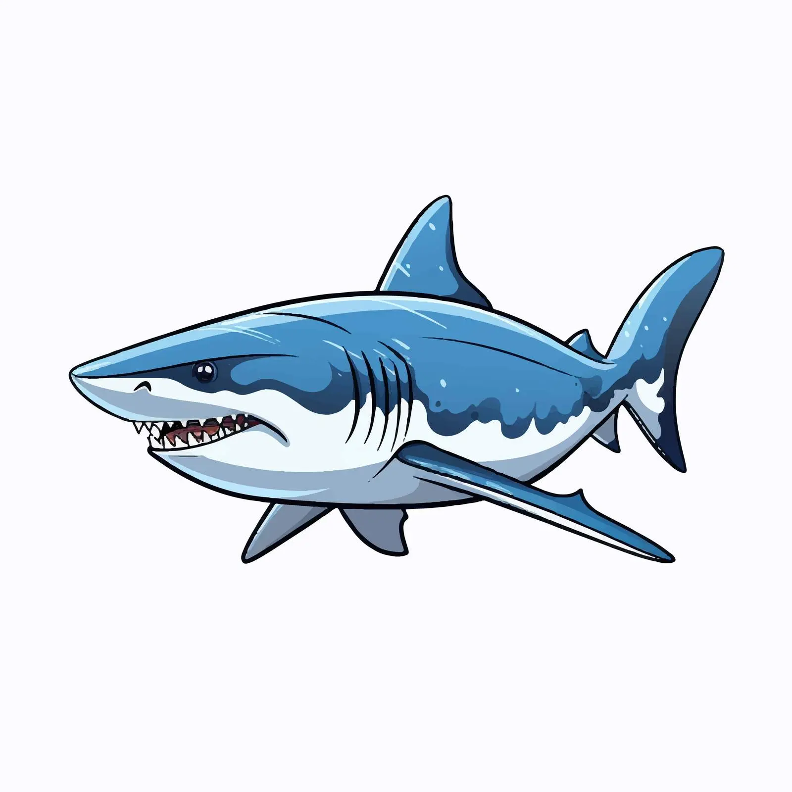 Cartoon Shark Line Vector Illustration — free download from Dotvec