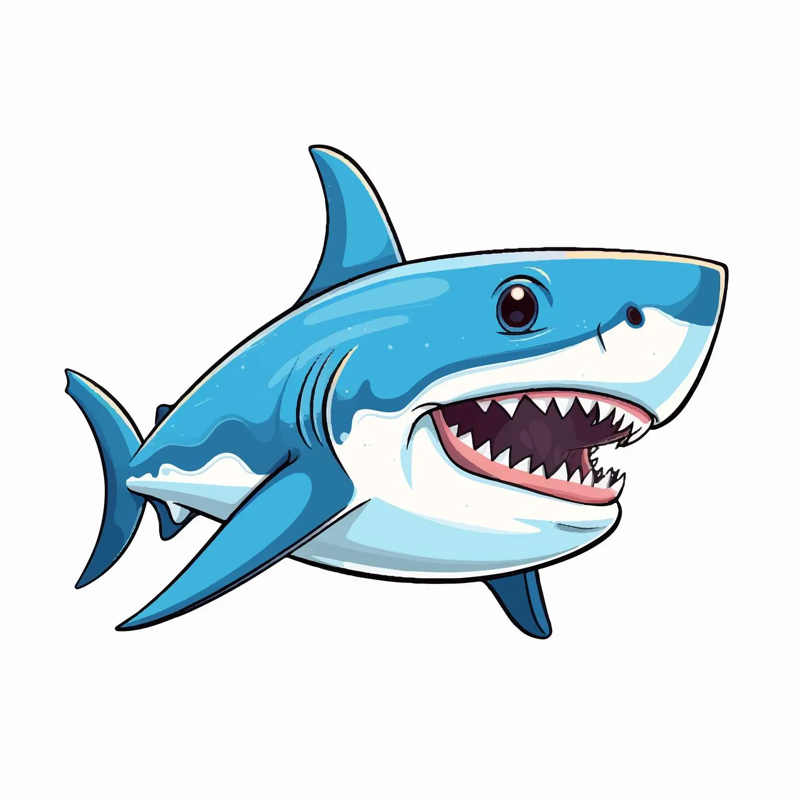 Shark Line Vector Illustration on White Background — free download from Dotvec
