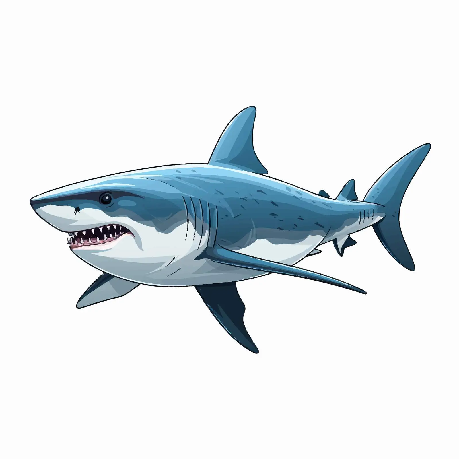 Shark Line Vector Illustration on White Background — free download from Dotvec