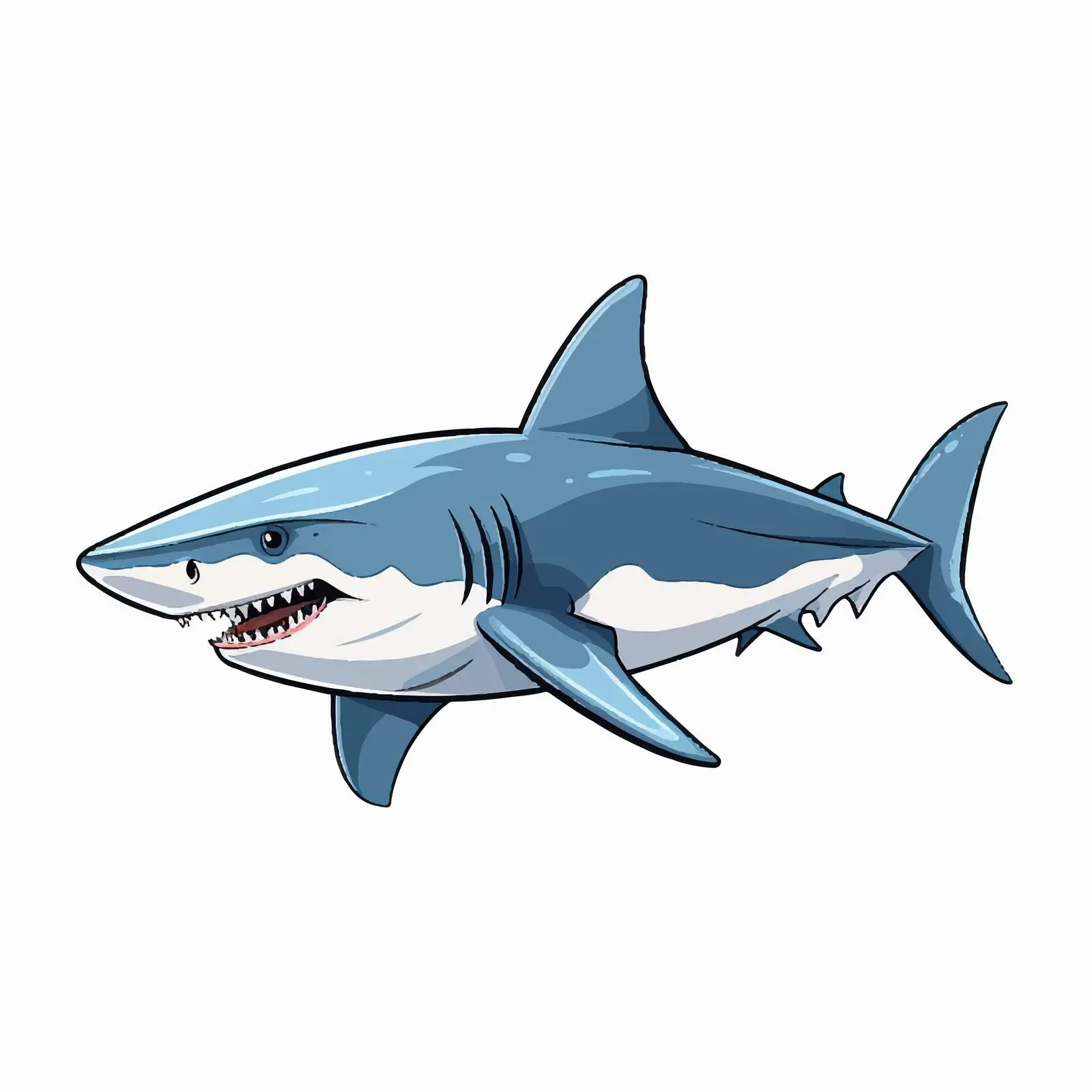 Shark Line Vector Illustration on White Background — free download from Dotvec