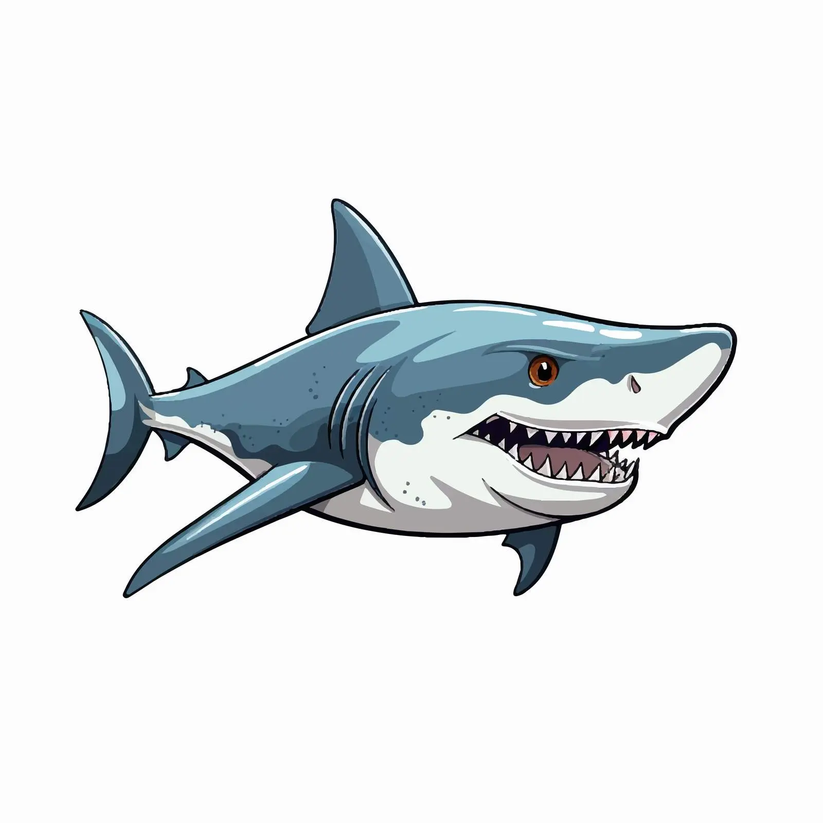 Shark Line Vector Illustration on White Background — free download from Dotvec