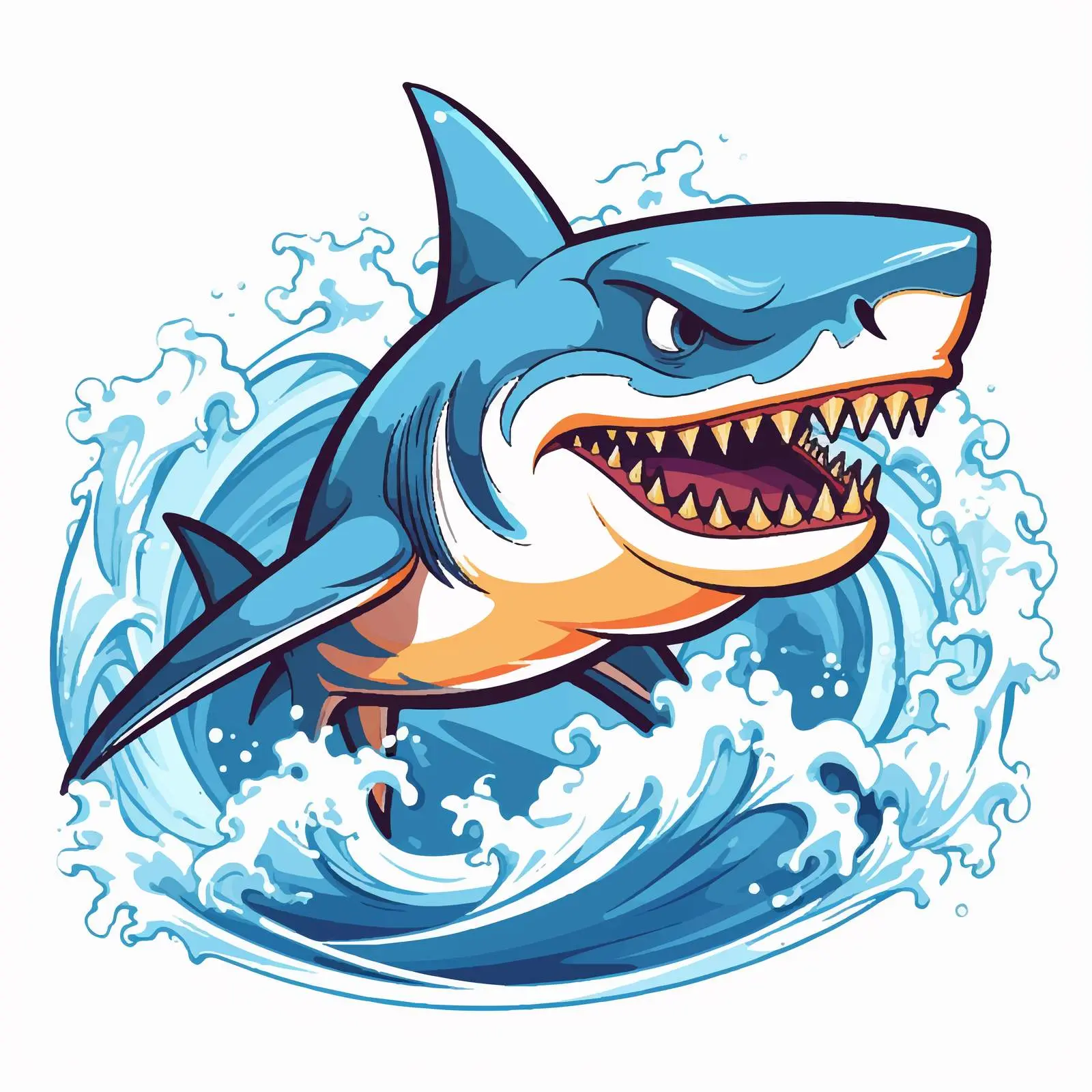 Shark on Surfboard Riding Ocean Wave Vector — free download from Dotvec