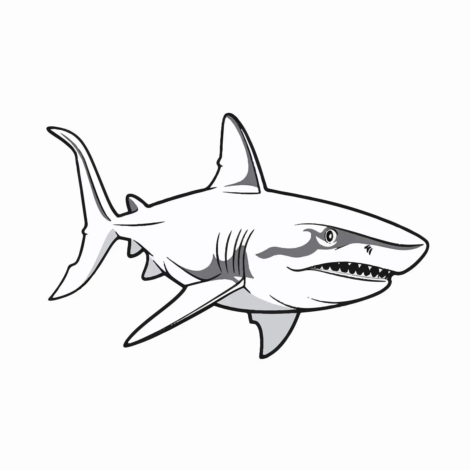 Shark Outline Vector Illustration on White Background — free download from Dotvec