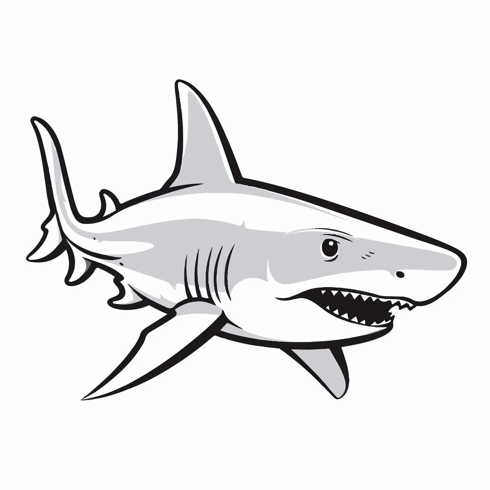 Shark Outline Vector Illustration on White Background — free download from Dotvec