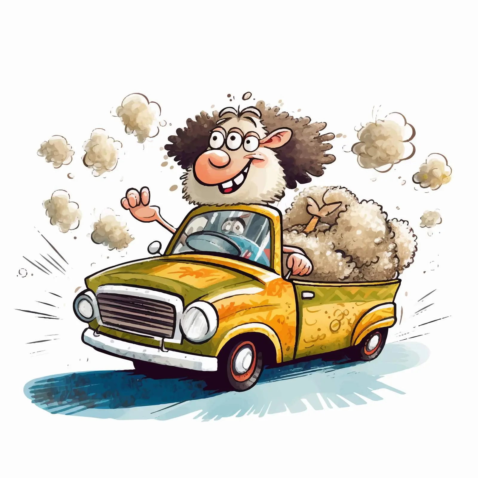Whimsical Sheep Driving Training Illustration — free download from Dotvec