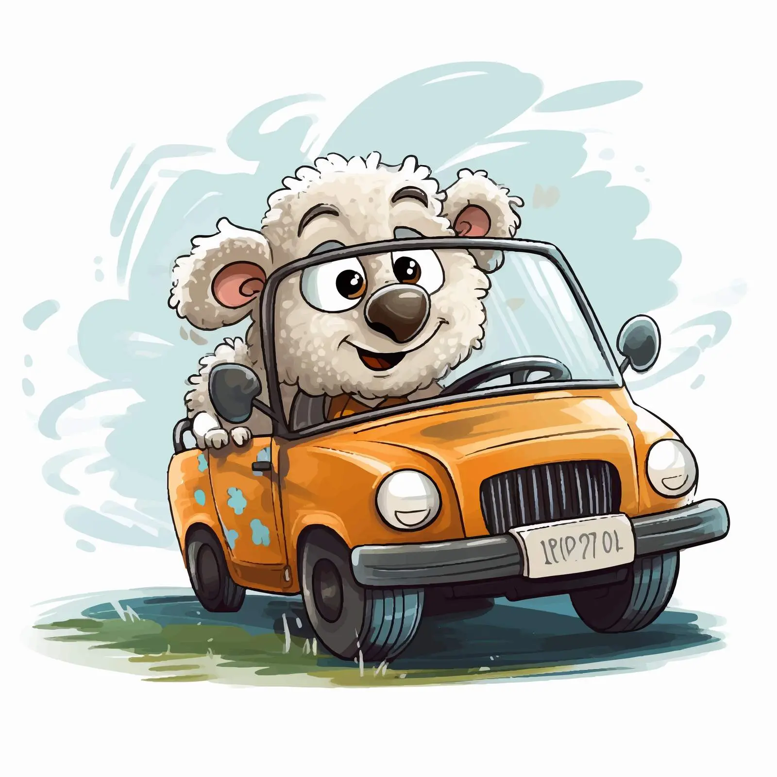 Comic Illustration of Sheep Driving Training — free download from Dotvec