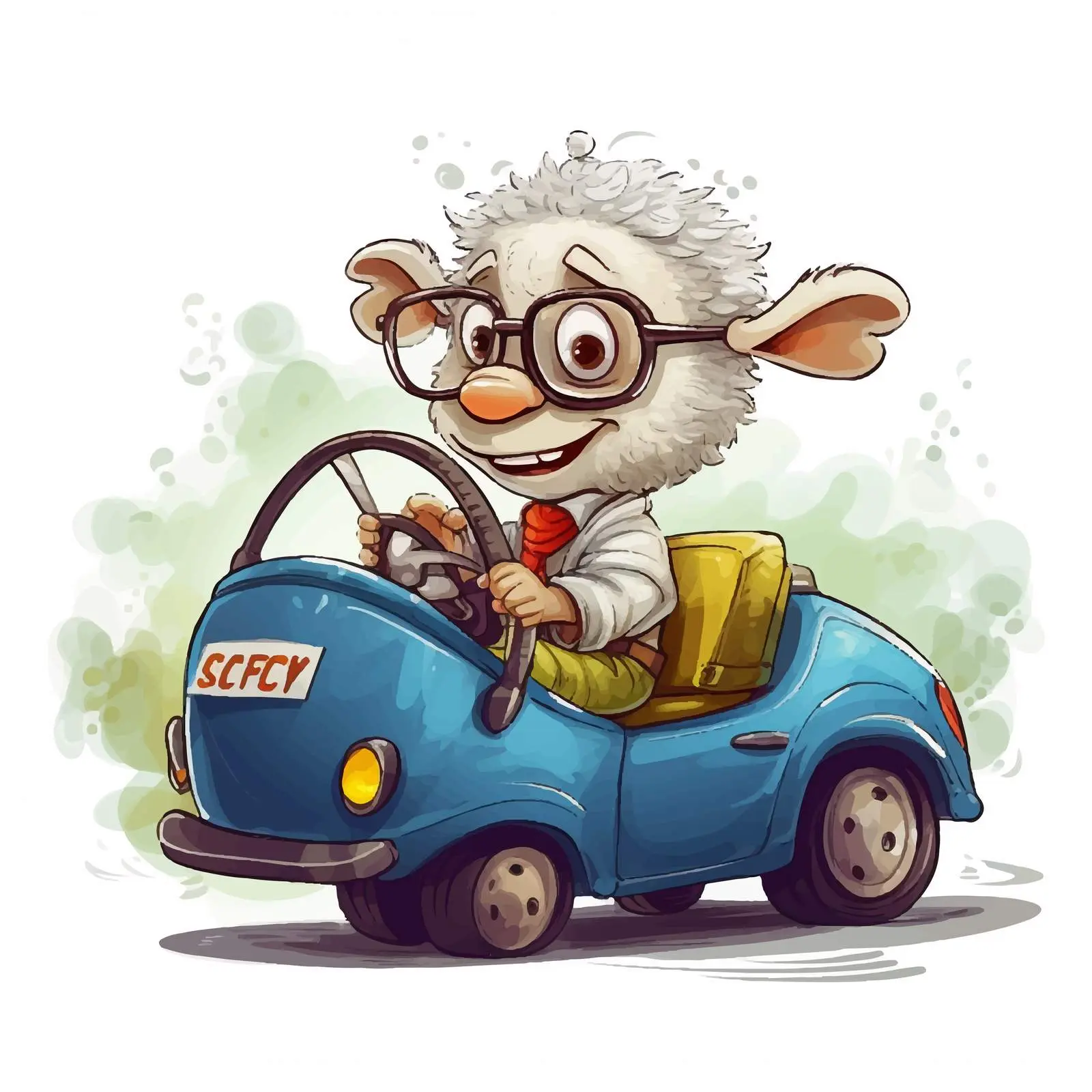 Comic Illustration of Sheep Driving Training — free download from Dotvec