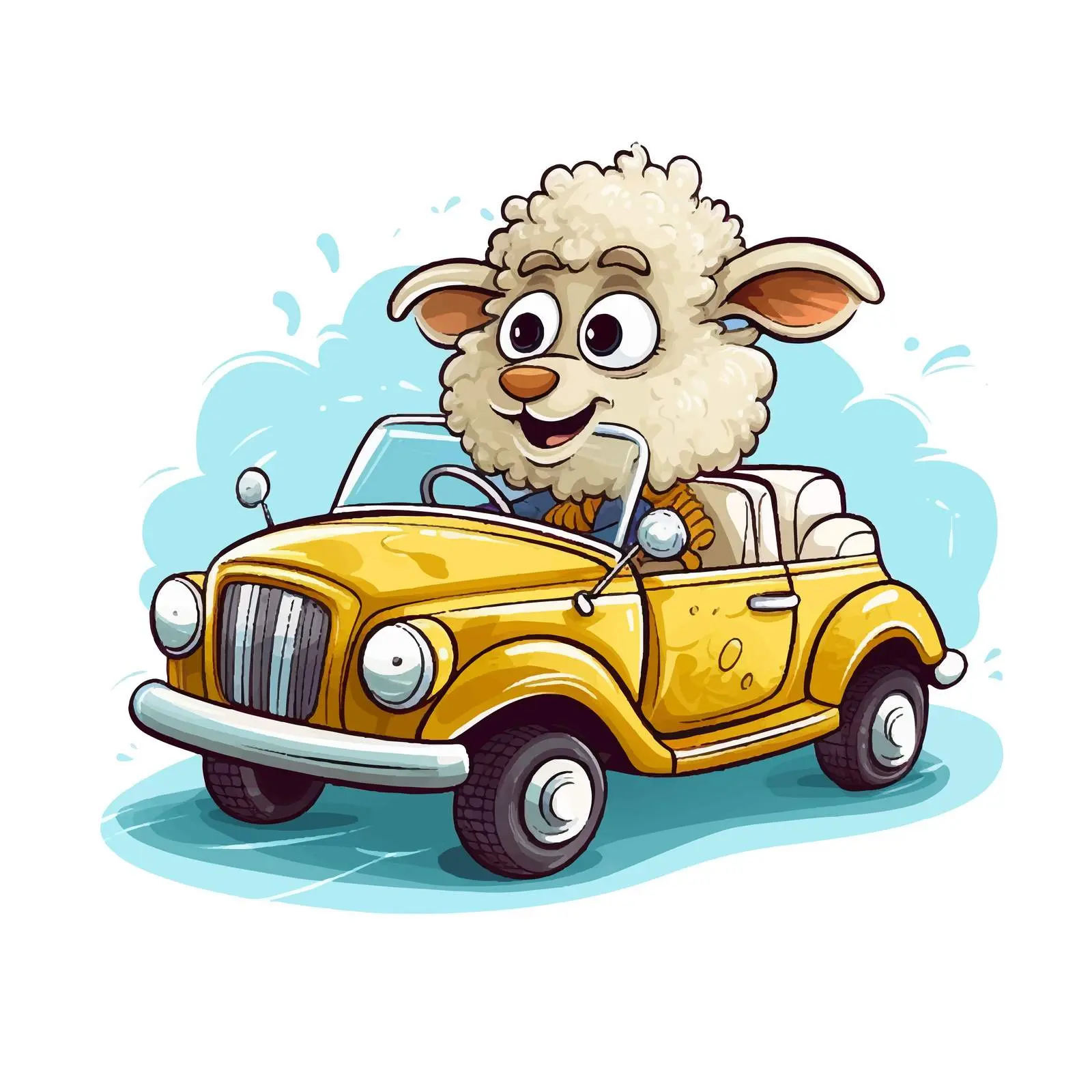 Comic Illustration of Sheep Driving Training — free download from Dotvec