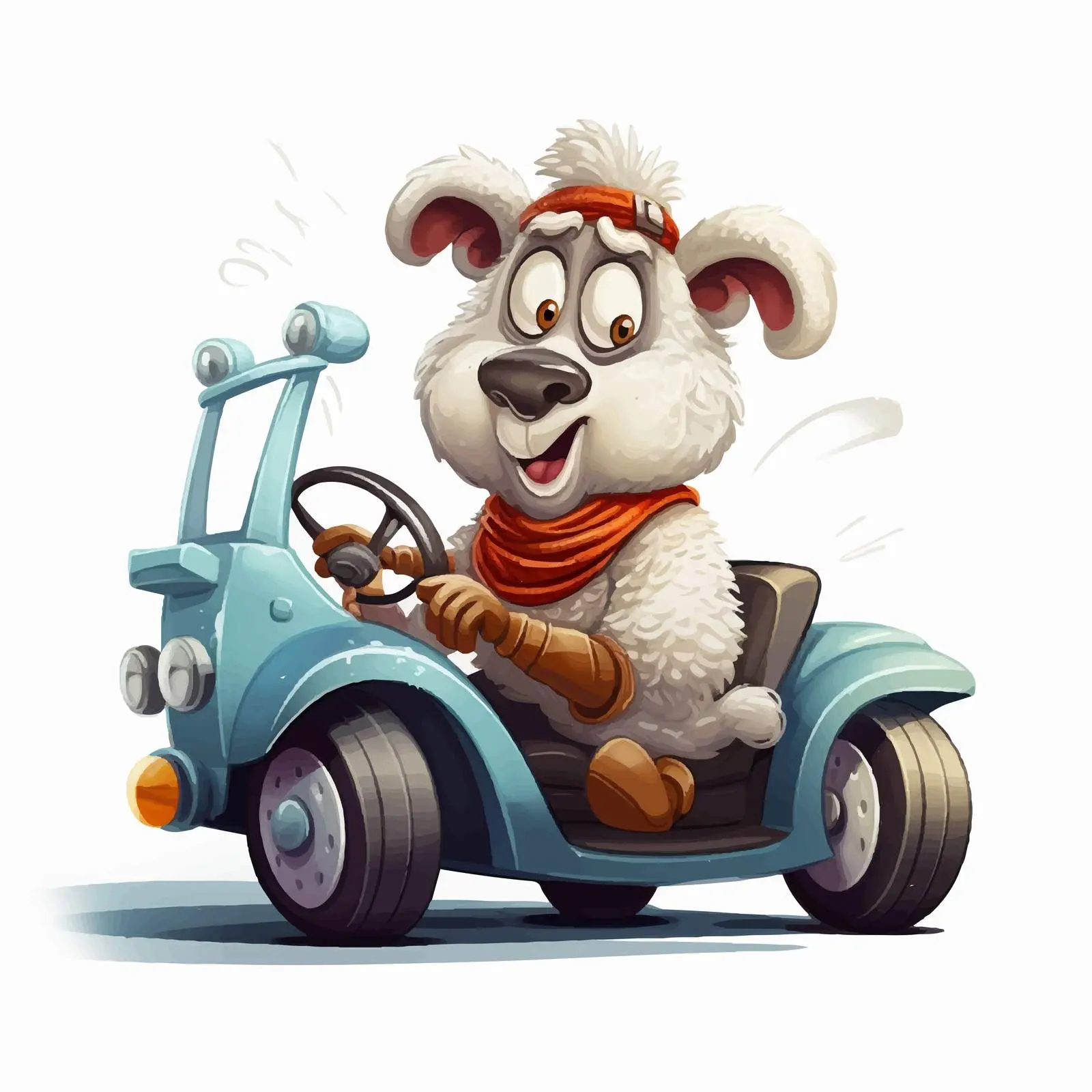 Comic Sheep Driving with a Steering Wheel – free vector humor image from Dotvec