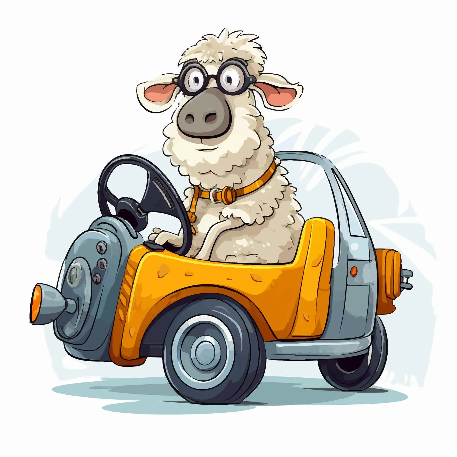 Comic Illustration of Sheep Driving a Vehicle — free download from Dotvec