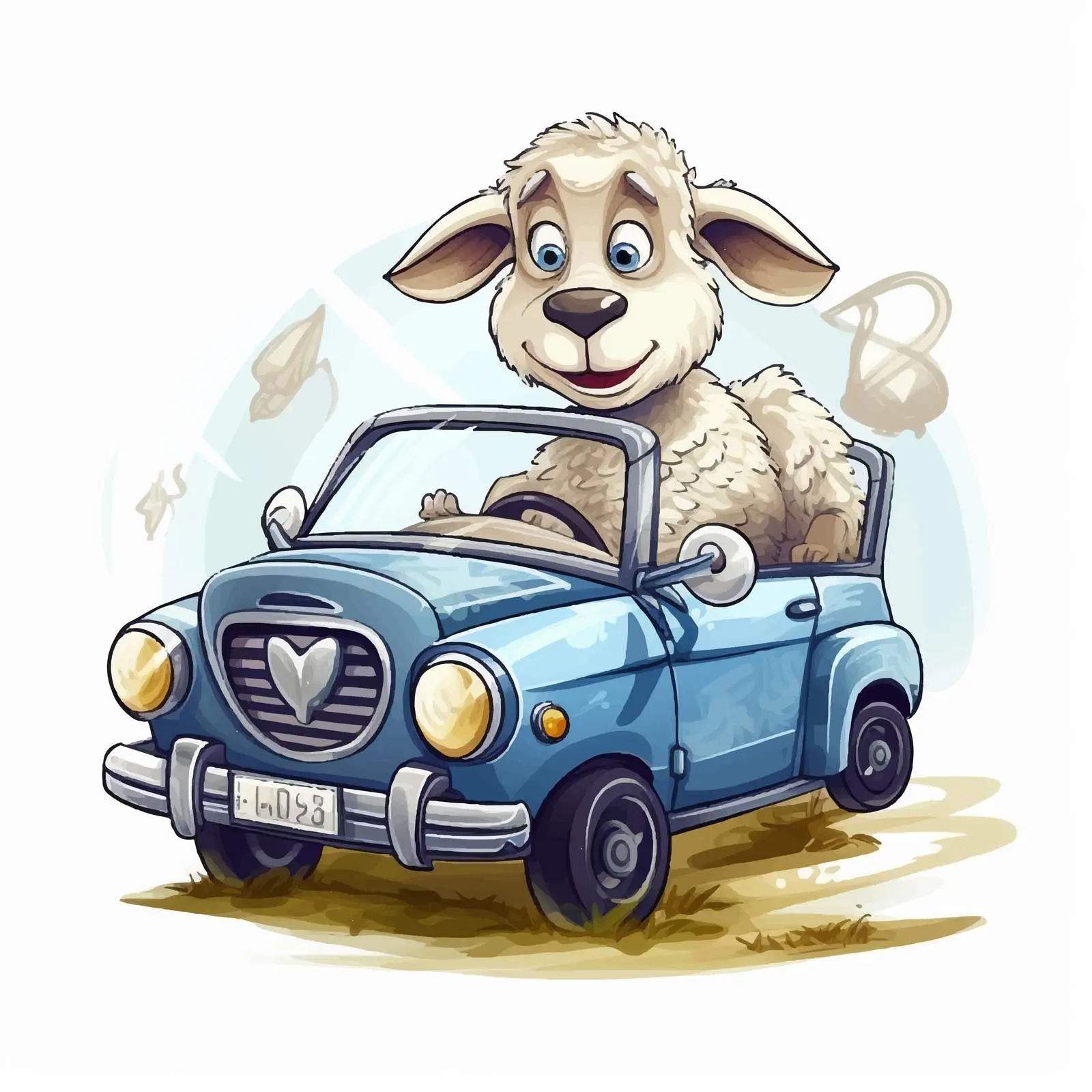 Comic Illustration of Sheep Driving a Vehicle — free download from Dotvec