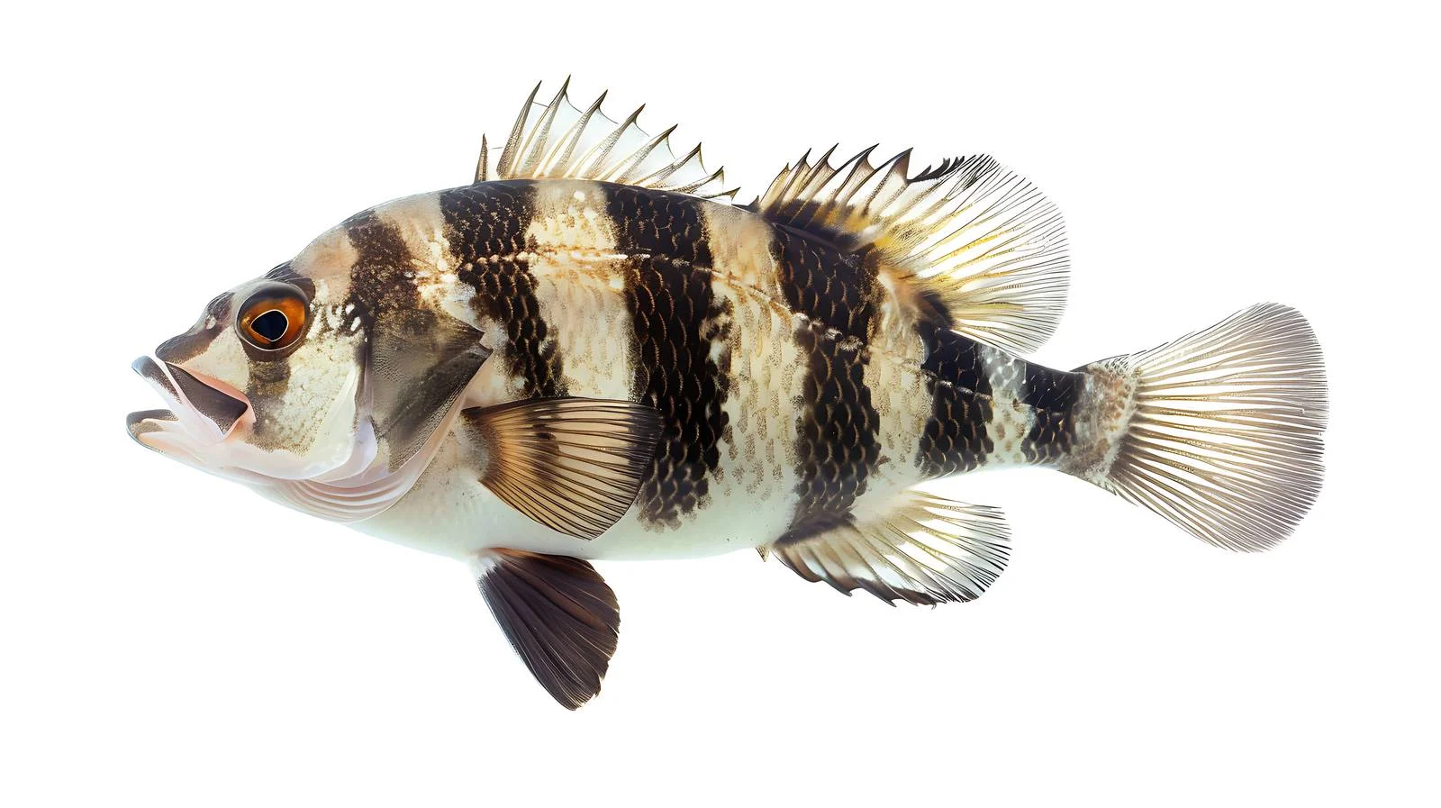Singular Sheepshead Fish on White Background — free download from Dotvec