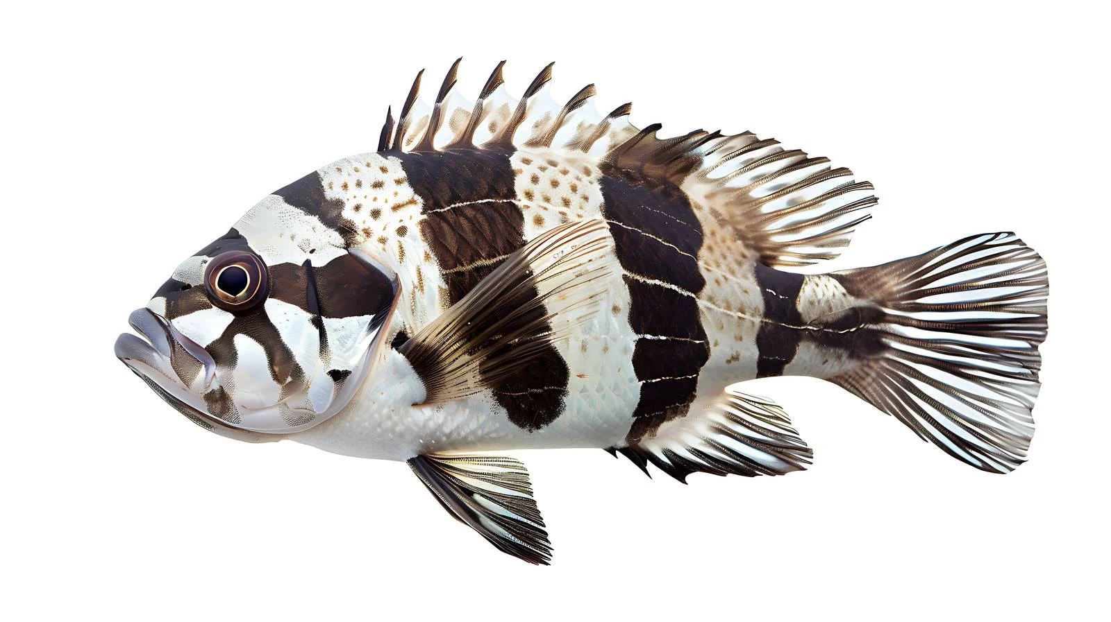 Solitary Sheepshead Fish on White Background — free download from Dotvec