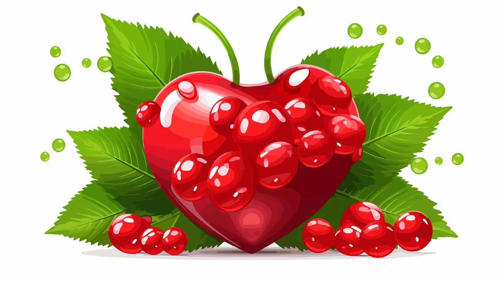 Vibrant Heart Shaped Berry with Leaves — free download from Dotvec