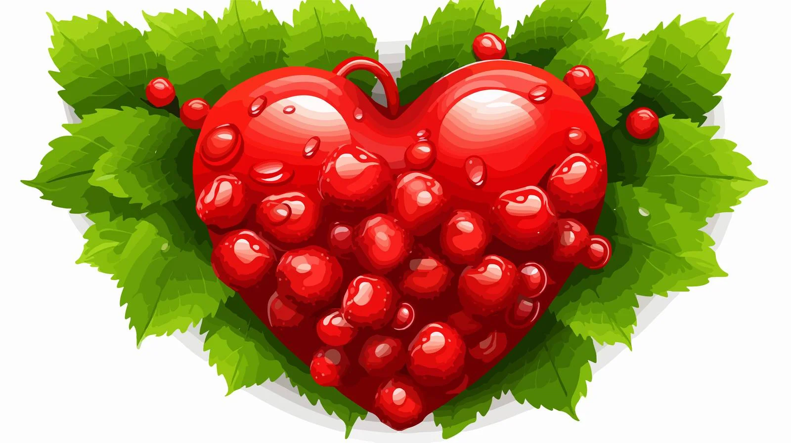 Vibrant Heart-Shaped Berry with Leaves — free download from Dotvec