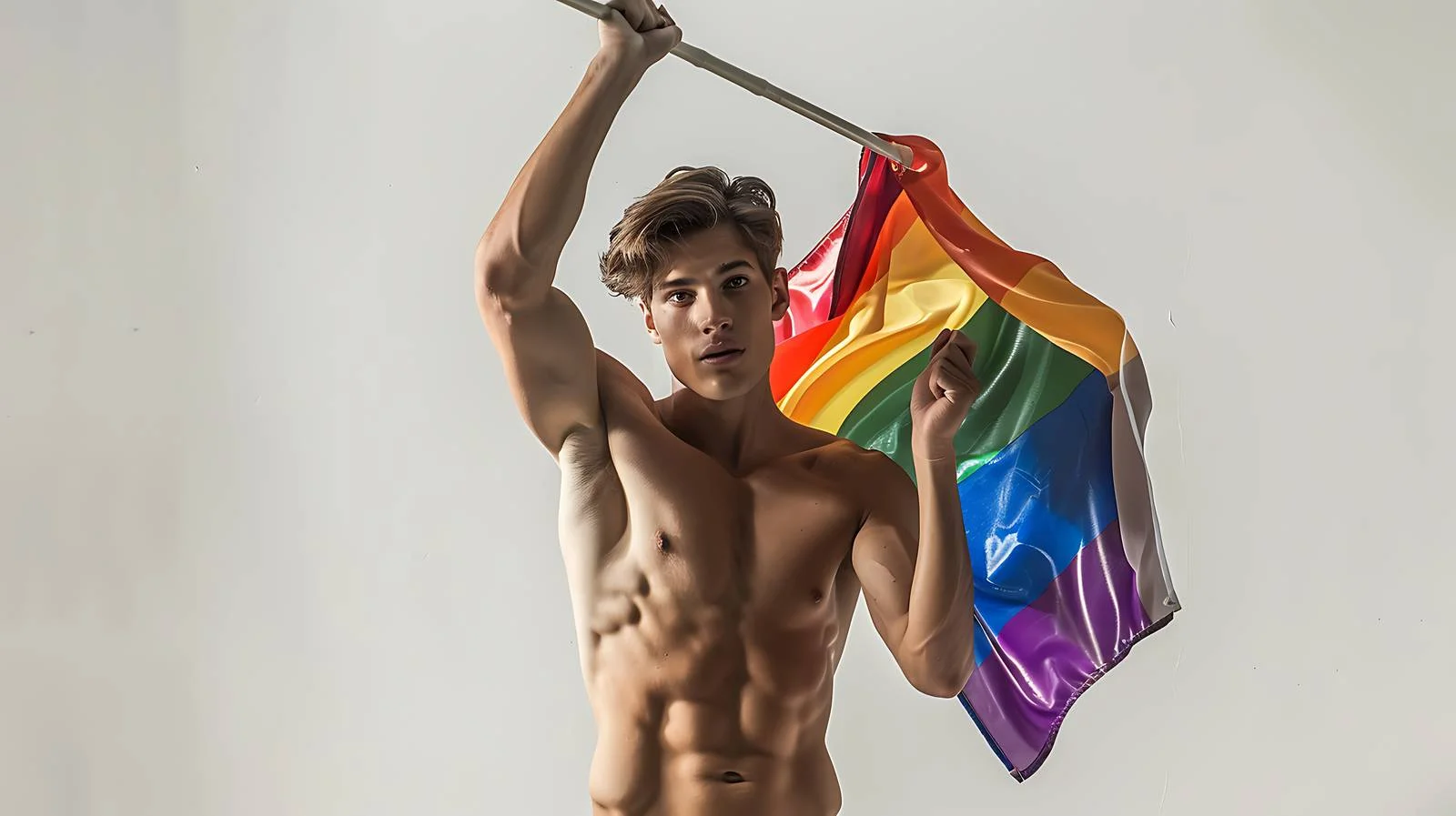 Young man with rainbow flag — free download from Dotvec