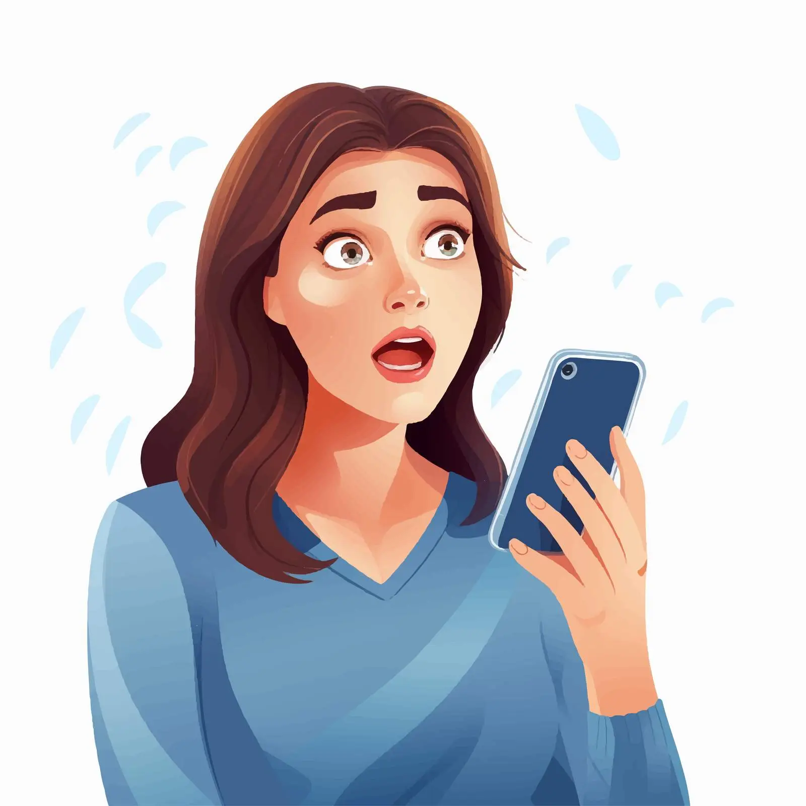 Shocked Woman Holding Mouth Looking at Smartphone — free download from Dotvec