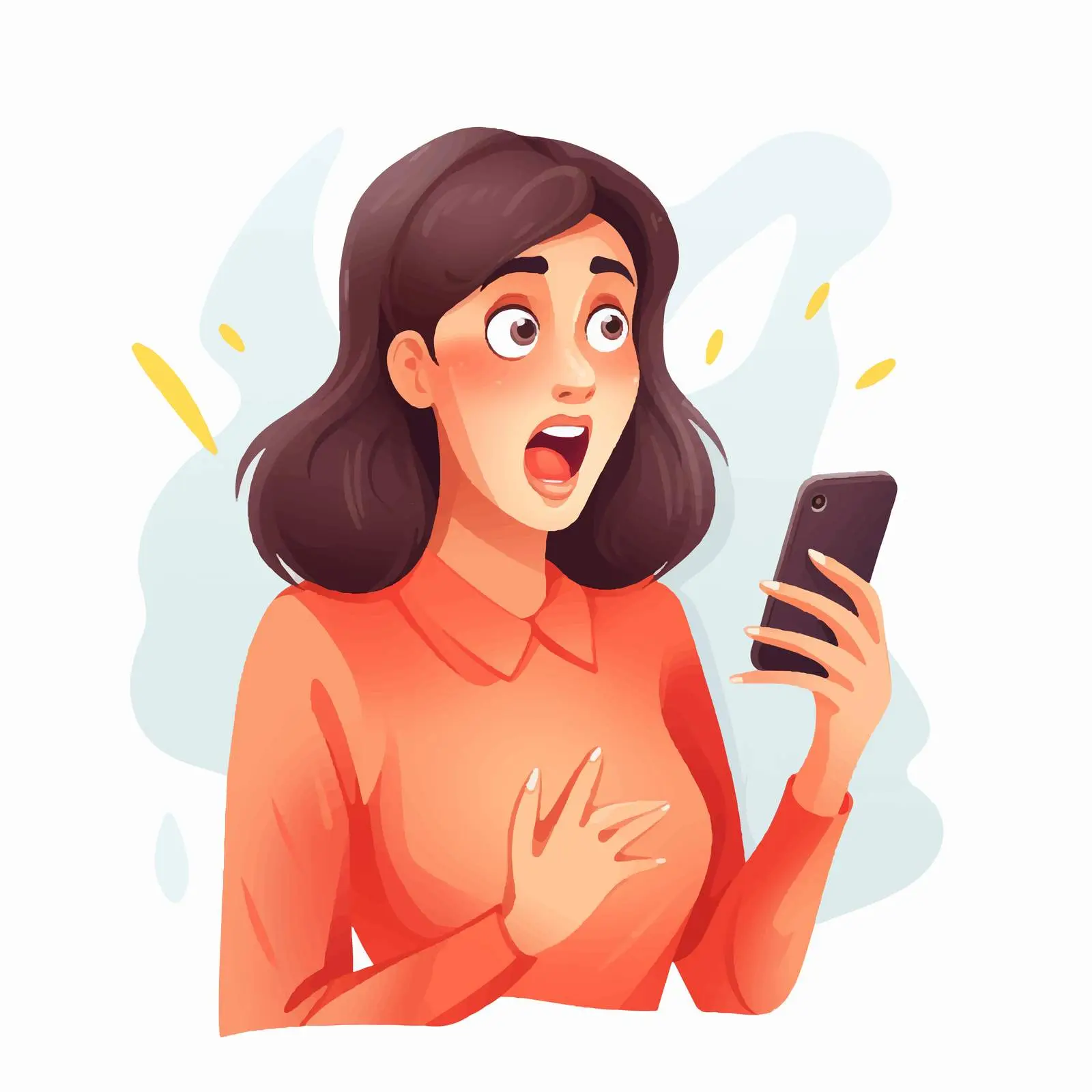 Shocked Woman Surprised by Smartphone Screen — free download from Dotvec