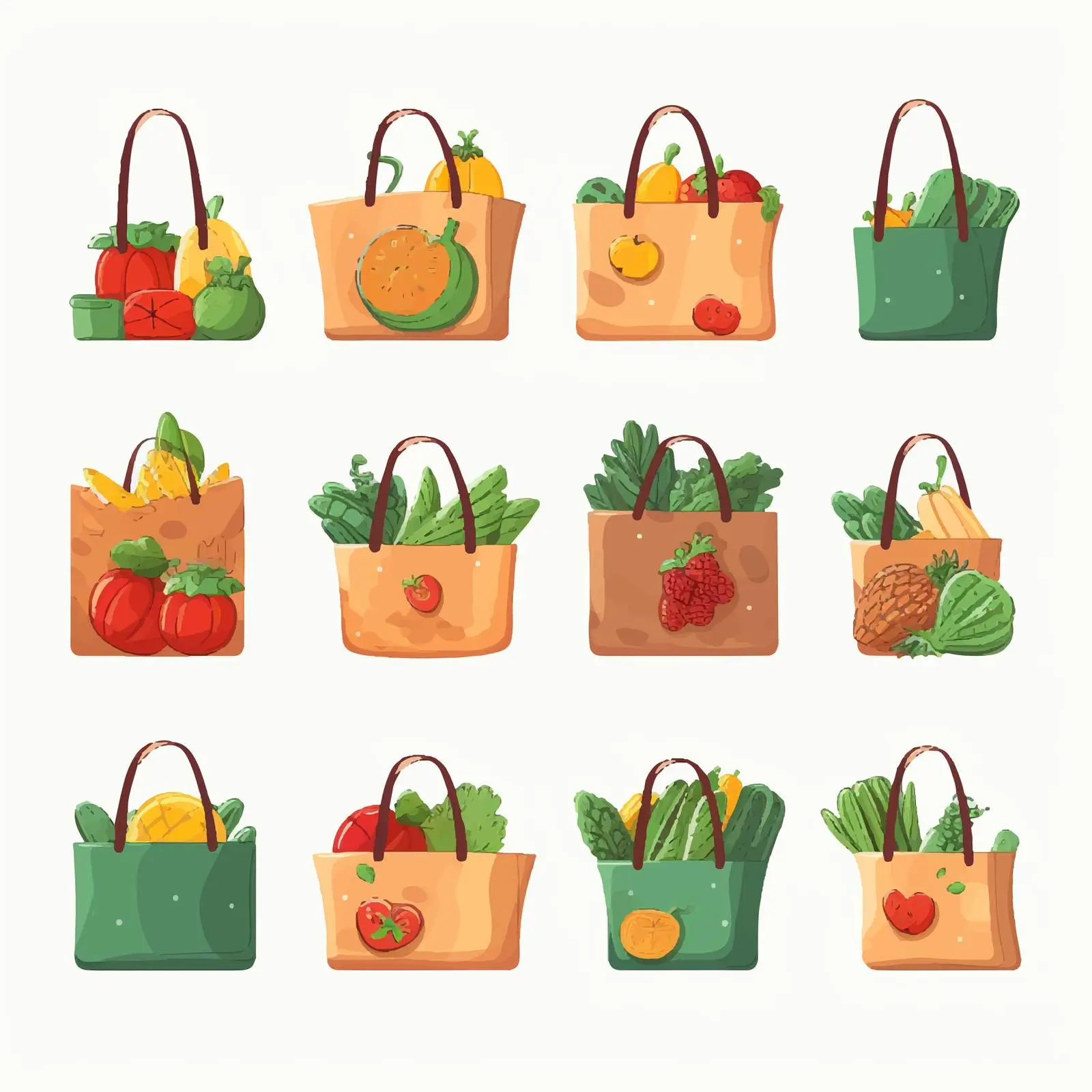 Flat Vector Illustrations of Shopping Bags and Baskets — free download from Dotvec