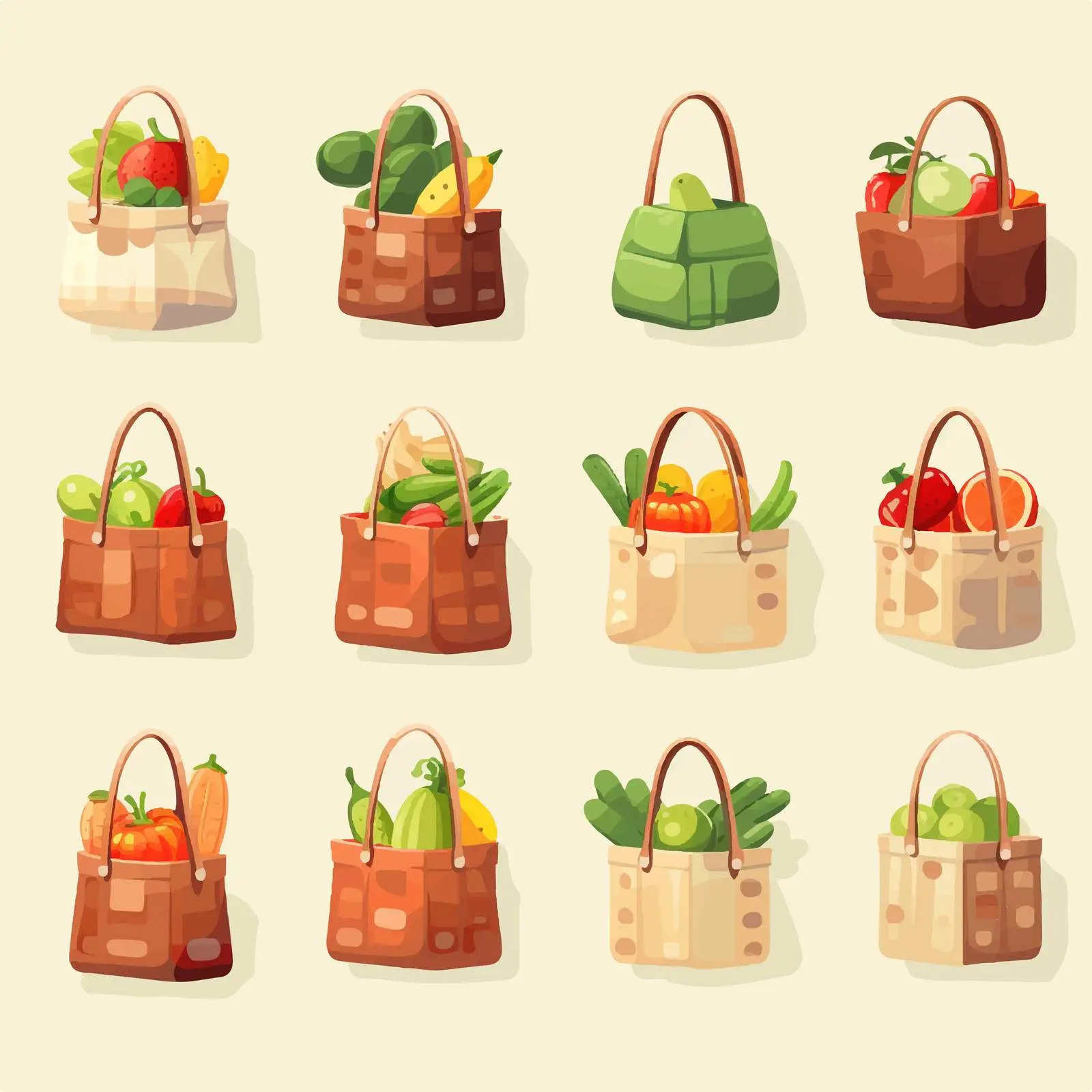 Flat Vector Shopping Bags and Baskets Set — free download from Dotvec