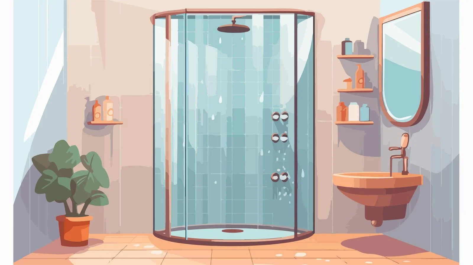 Colorful Cartoon Shower Vector Illustration — free download from Dotvec
