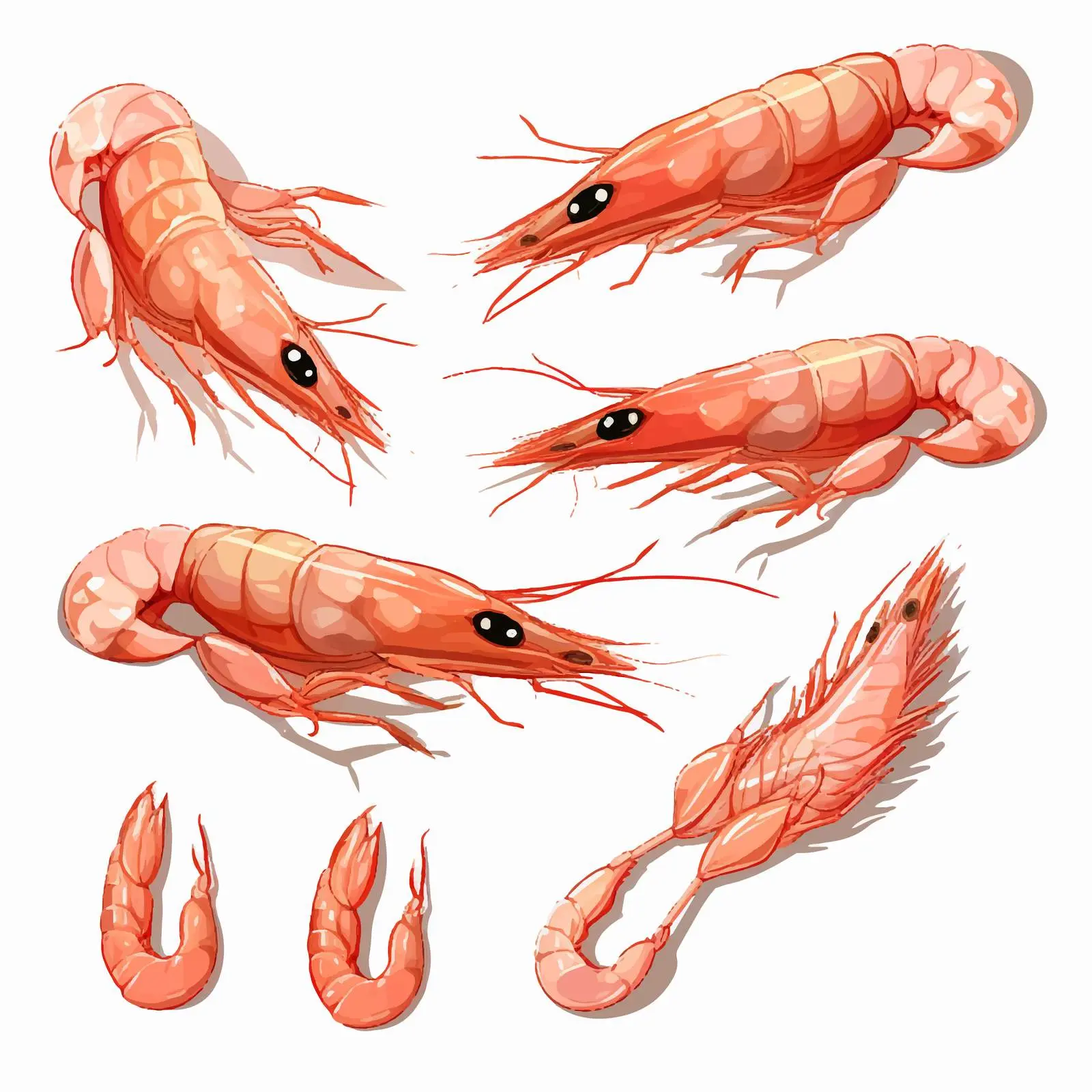 Shrimp Line Art Vector Illustration on White – free sustainable seafood image from Dotvec