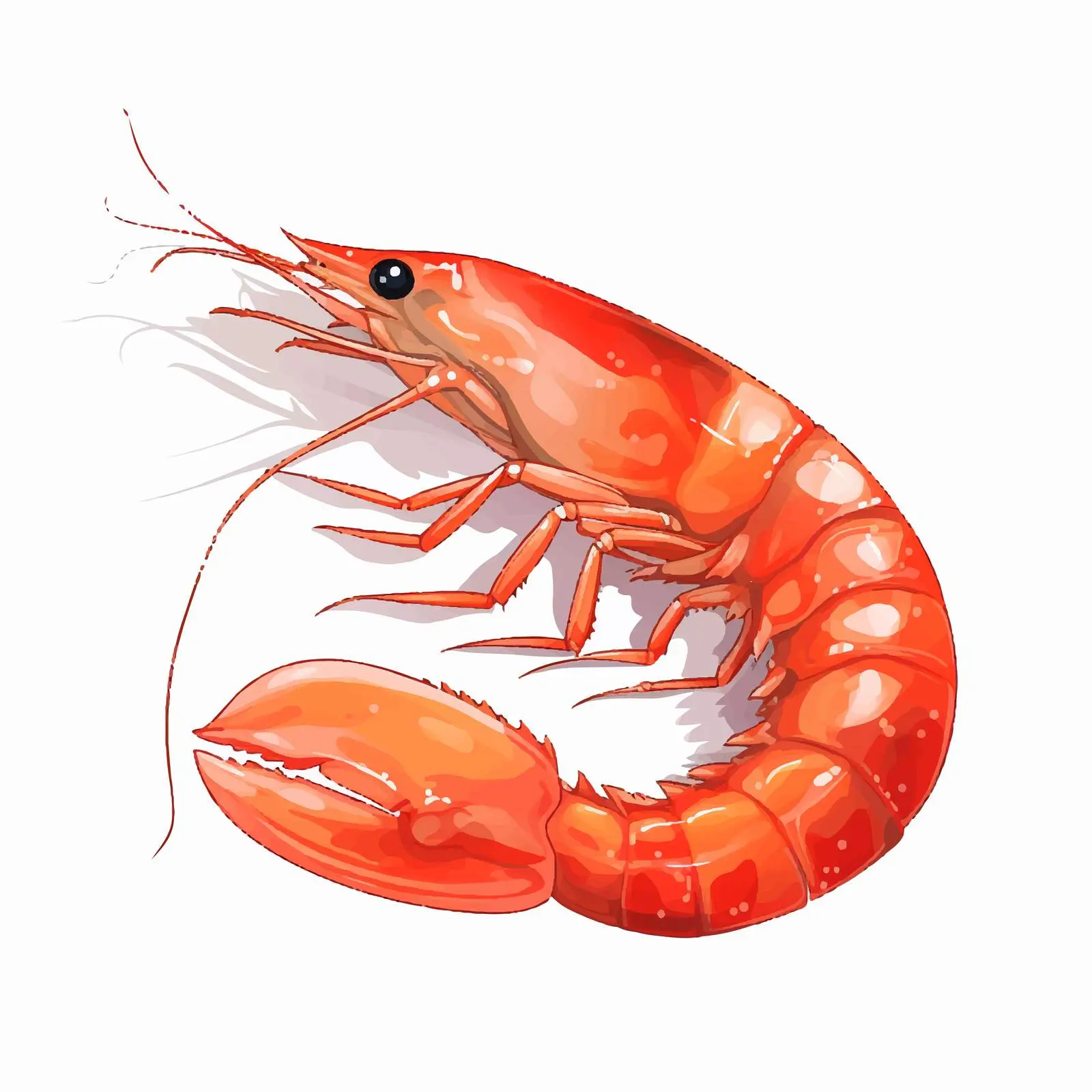 Shrimp Line Vector Illustration on White Background – free prawn image from Dotvec