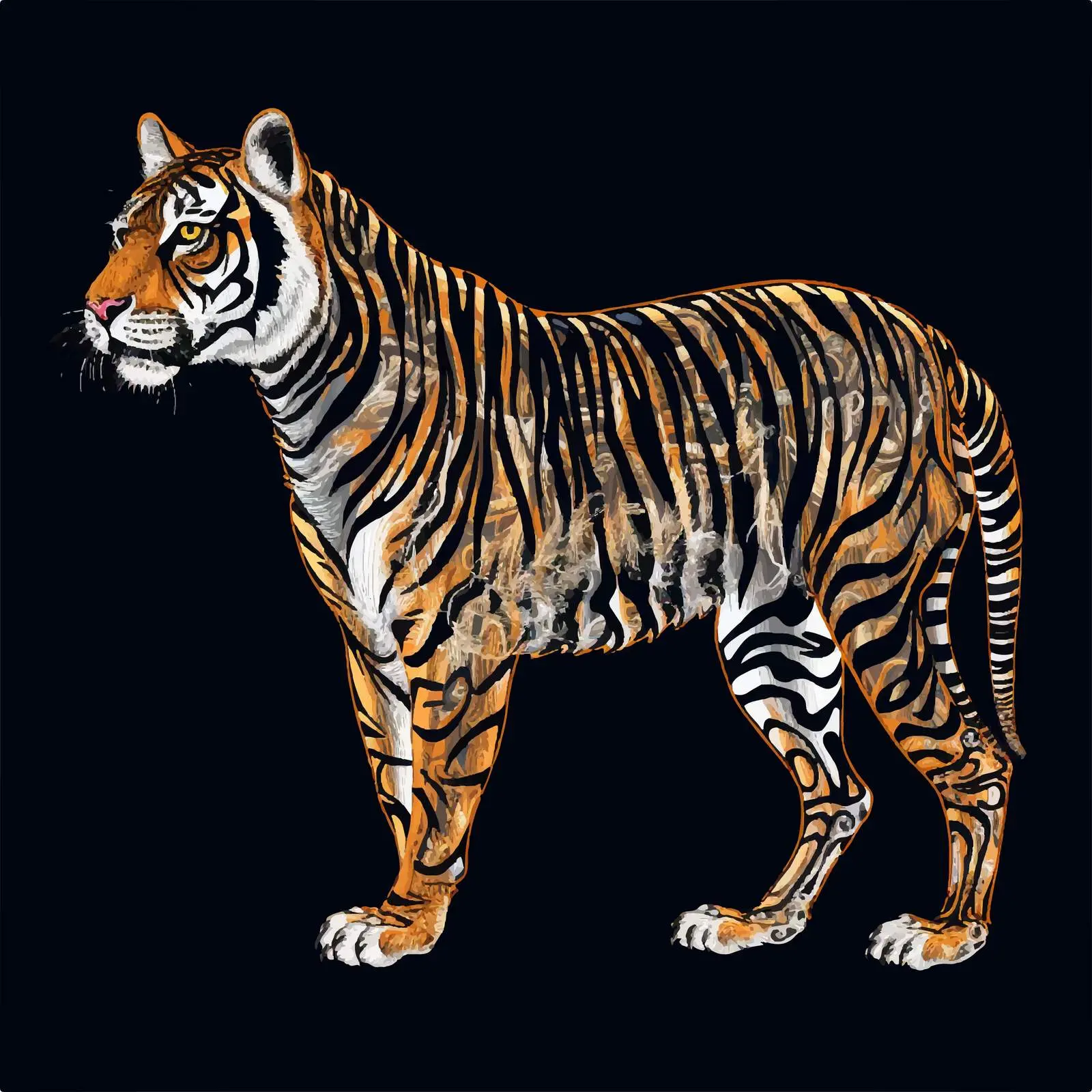 Siberian Tiger Skeleton Cartoon Vector Illustration — free download from Dotvec
