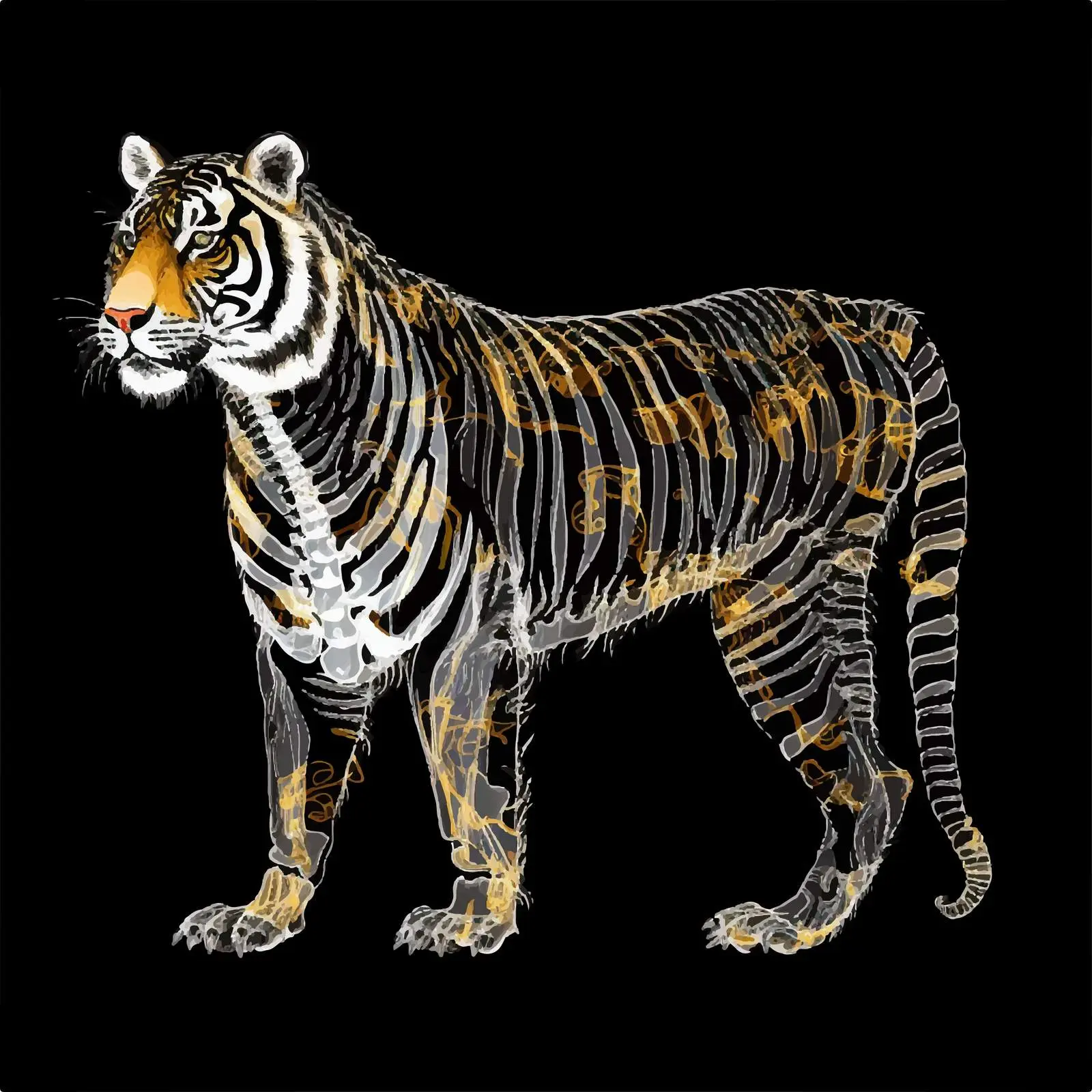 Siberian Tiger Skeleton Vector Illustration – free endangered image from Dotvec