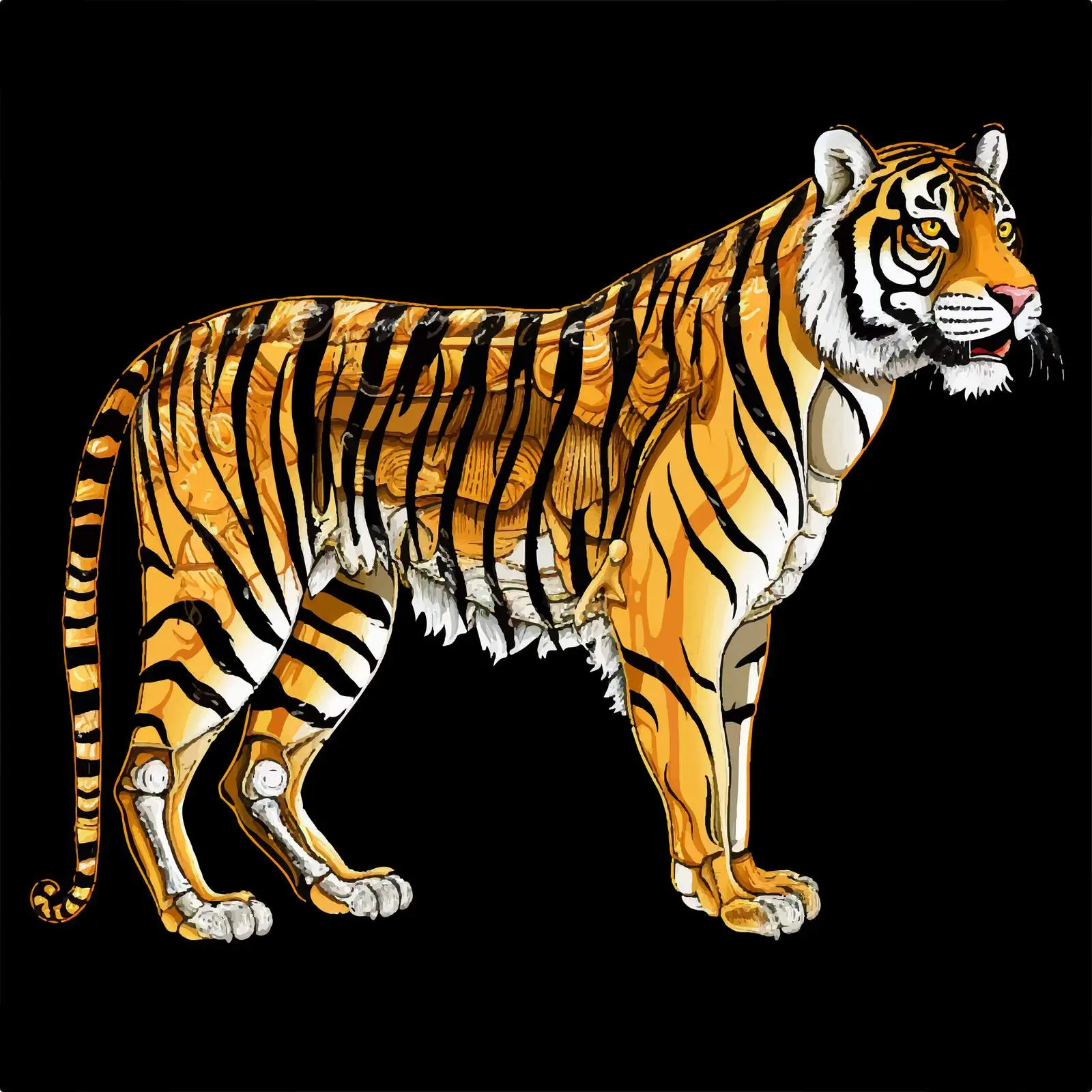 Siberian Tiger Skeleton Cartoon Vector Illustration — free download from Dotvec