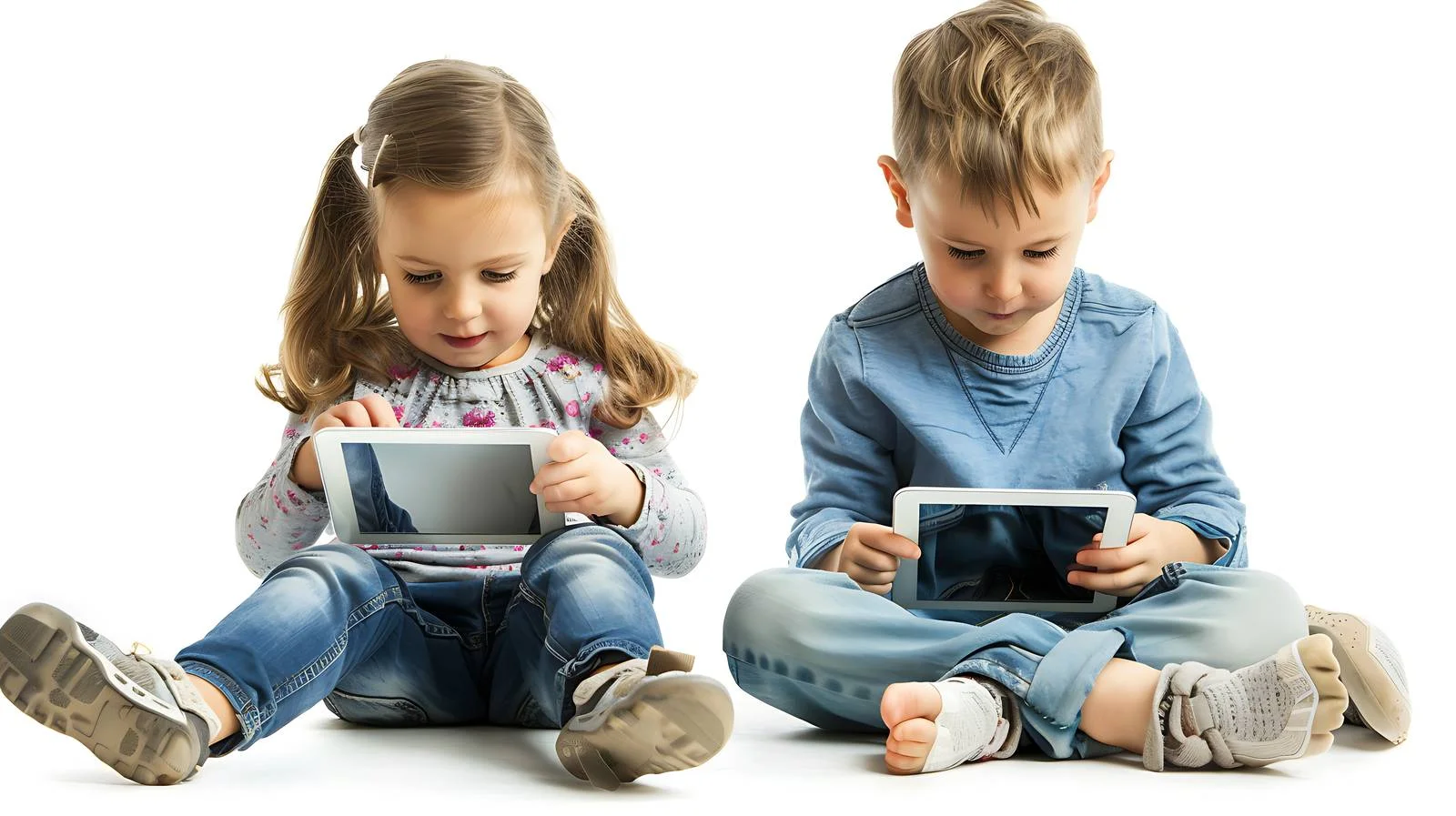 Siblings Enjoying Digital Tablet Playtime — free download from Dotvec