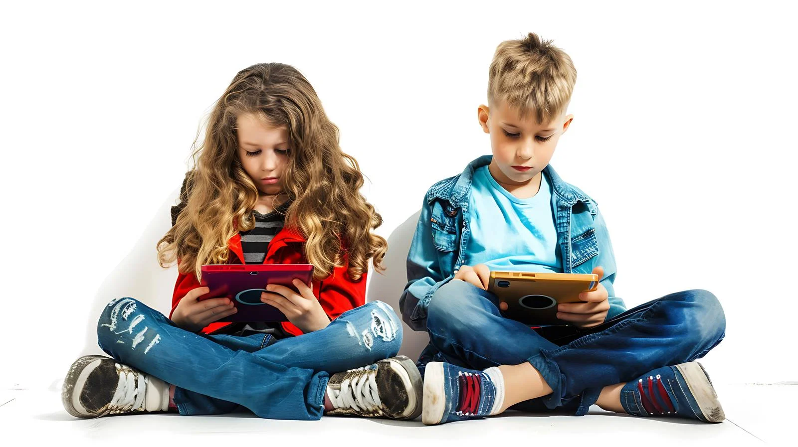 Siblings Enjoy Digital Playtime at Home — free download from Dotvec