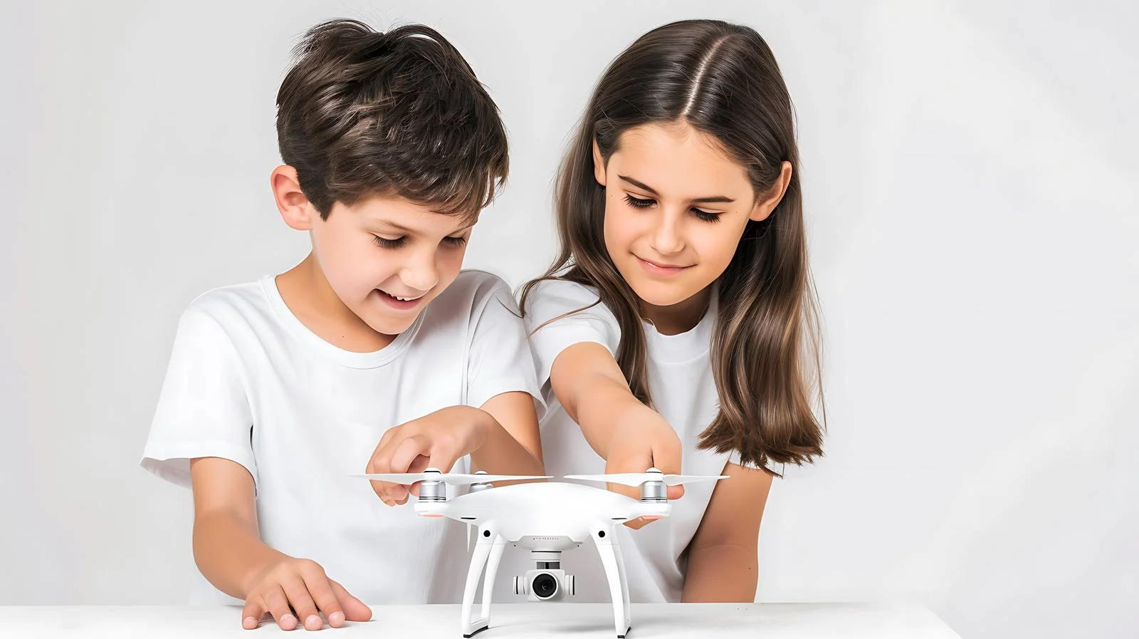Siblings Preparing Drone on Table — free download from Dotvec