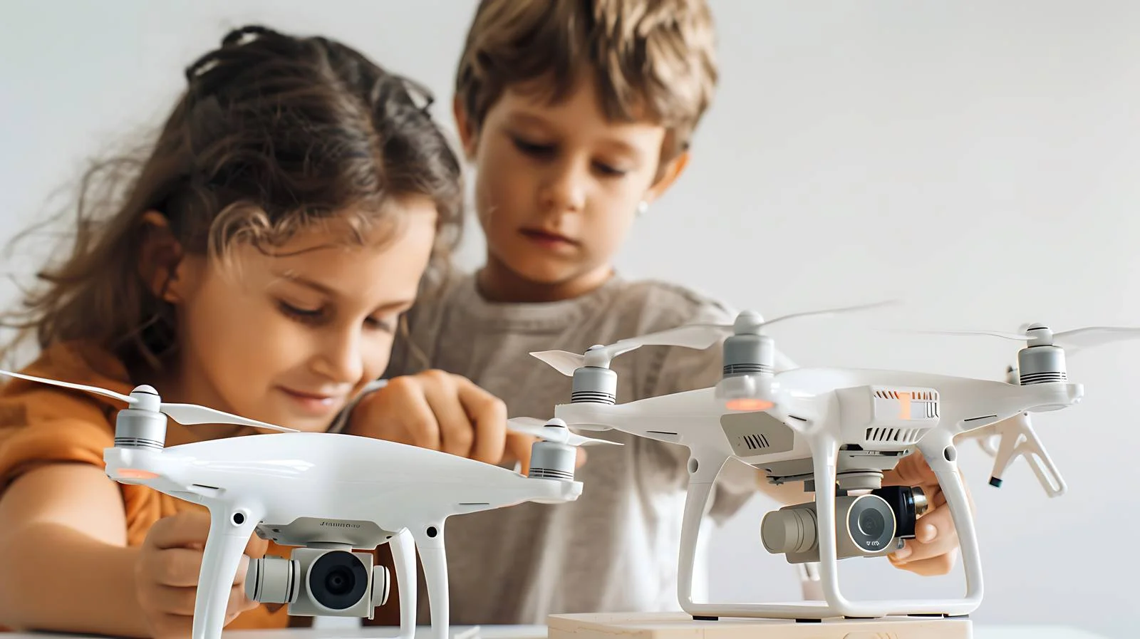 Siblings Preparing Drone on Table — free download from Dotvec