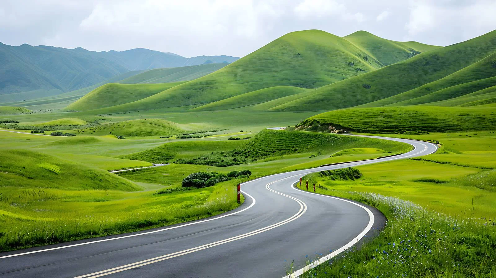 Tranquil Sichuan Hongyuan Grassland Road View — free download from Dotvec